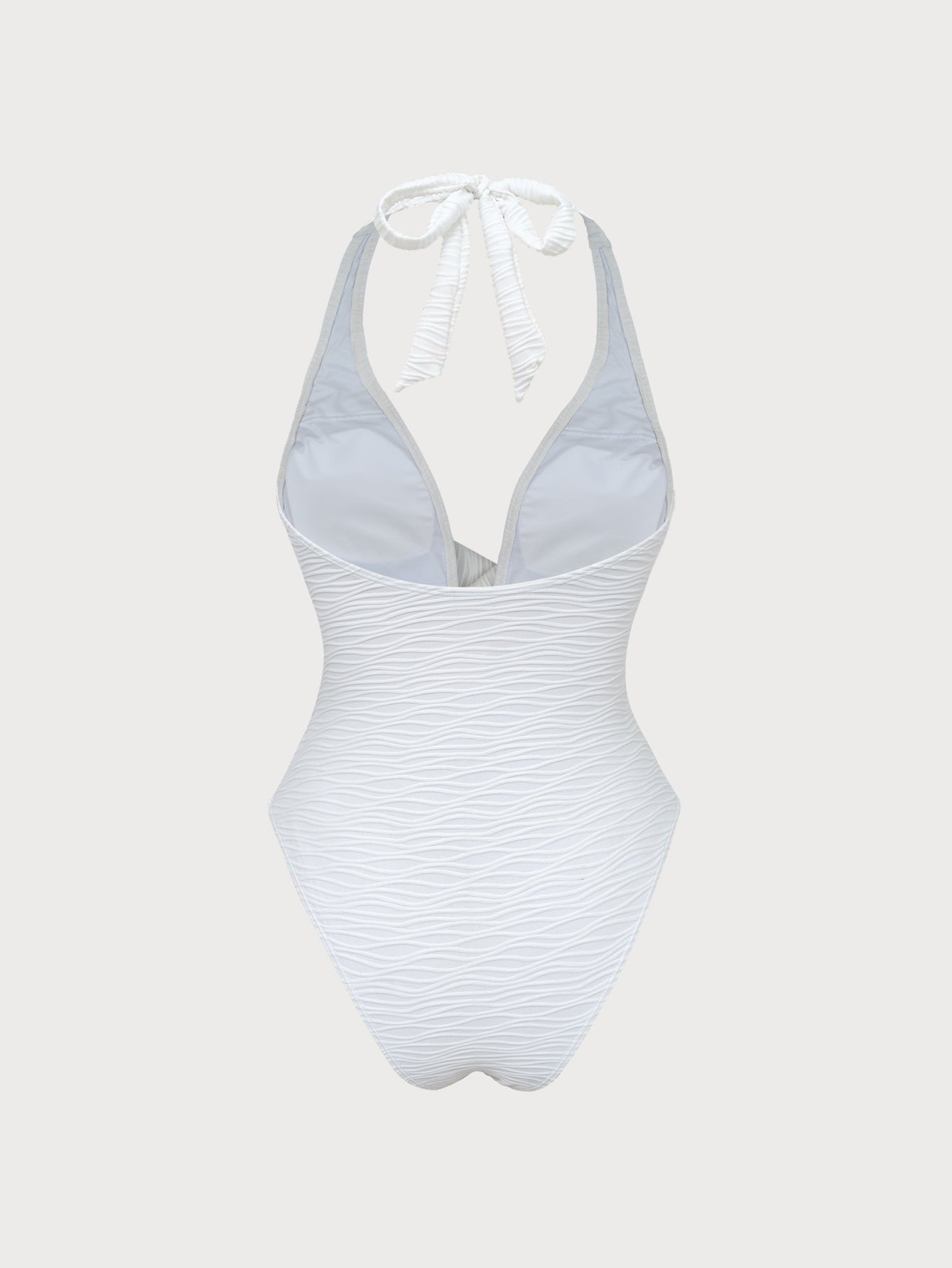 White Crossover V-Neck One-Piece Swimsuit