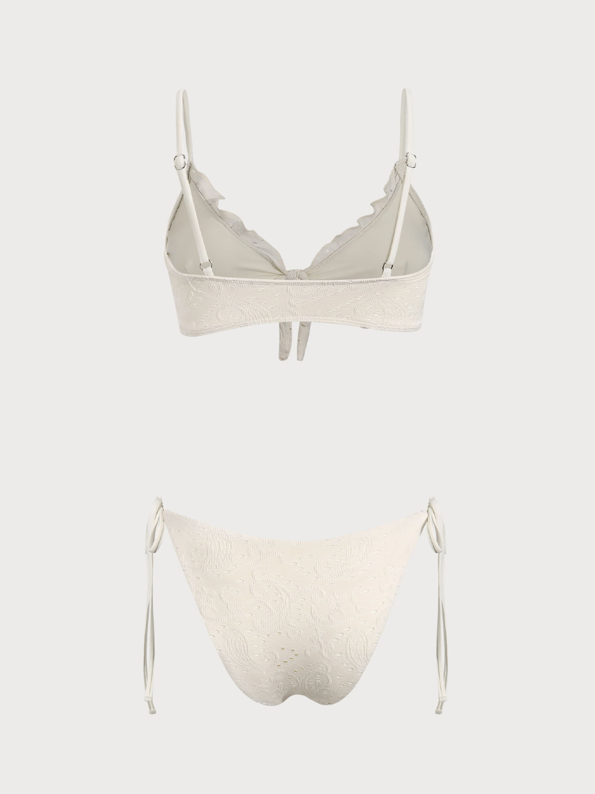 White Cutout Paisley Bikini Set