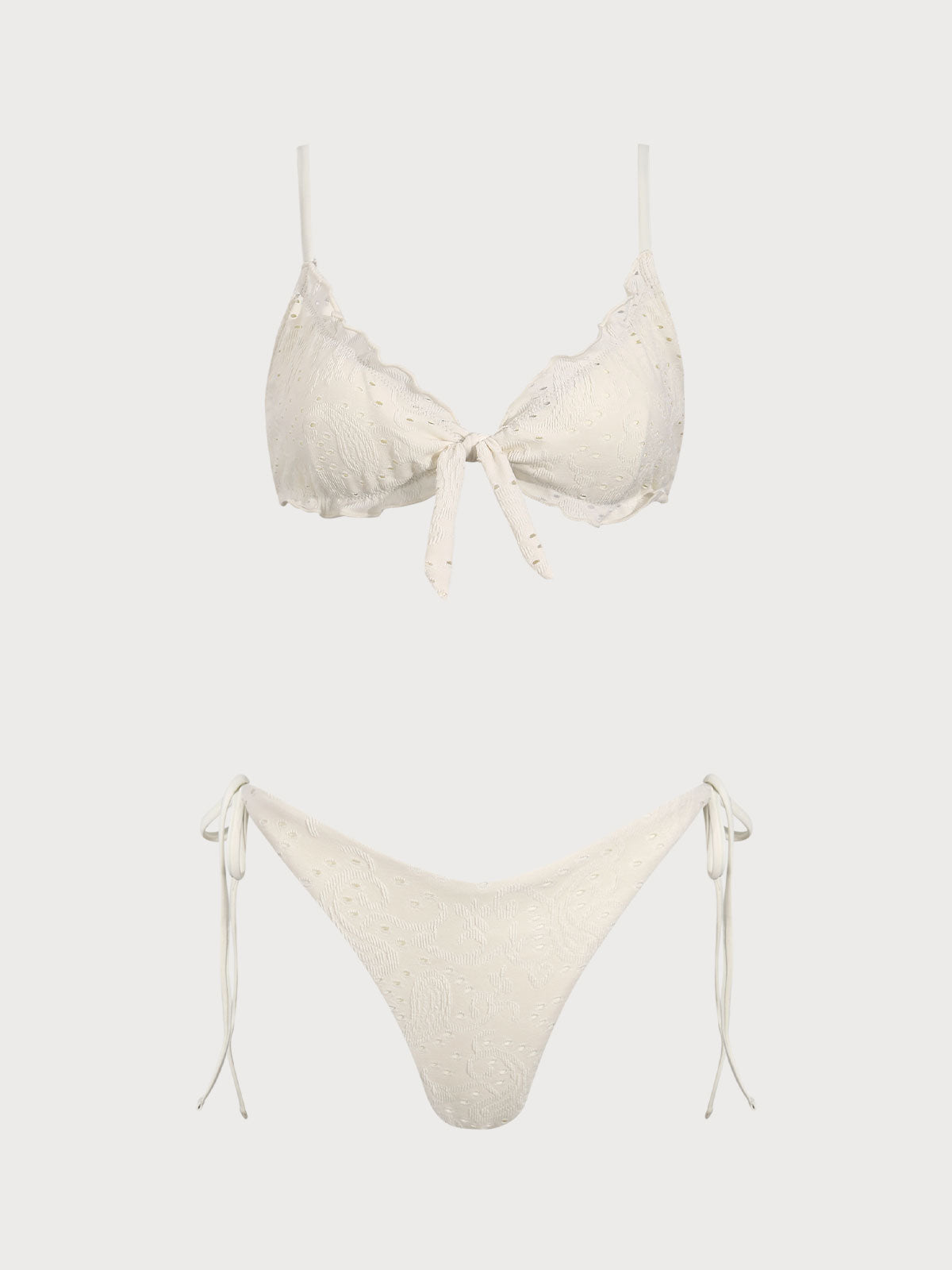 White Cutout Paisley Bikini Set