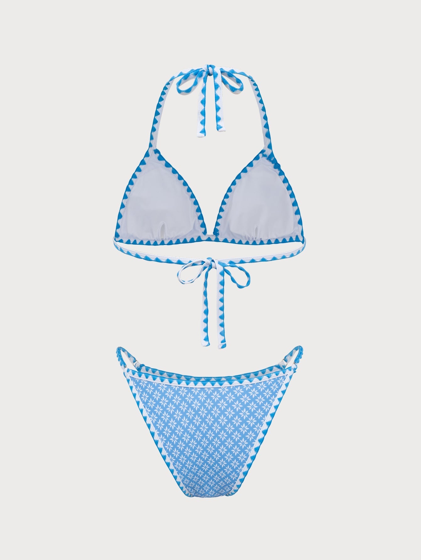 Blue Polka Lace Vintage Bikini Set