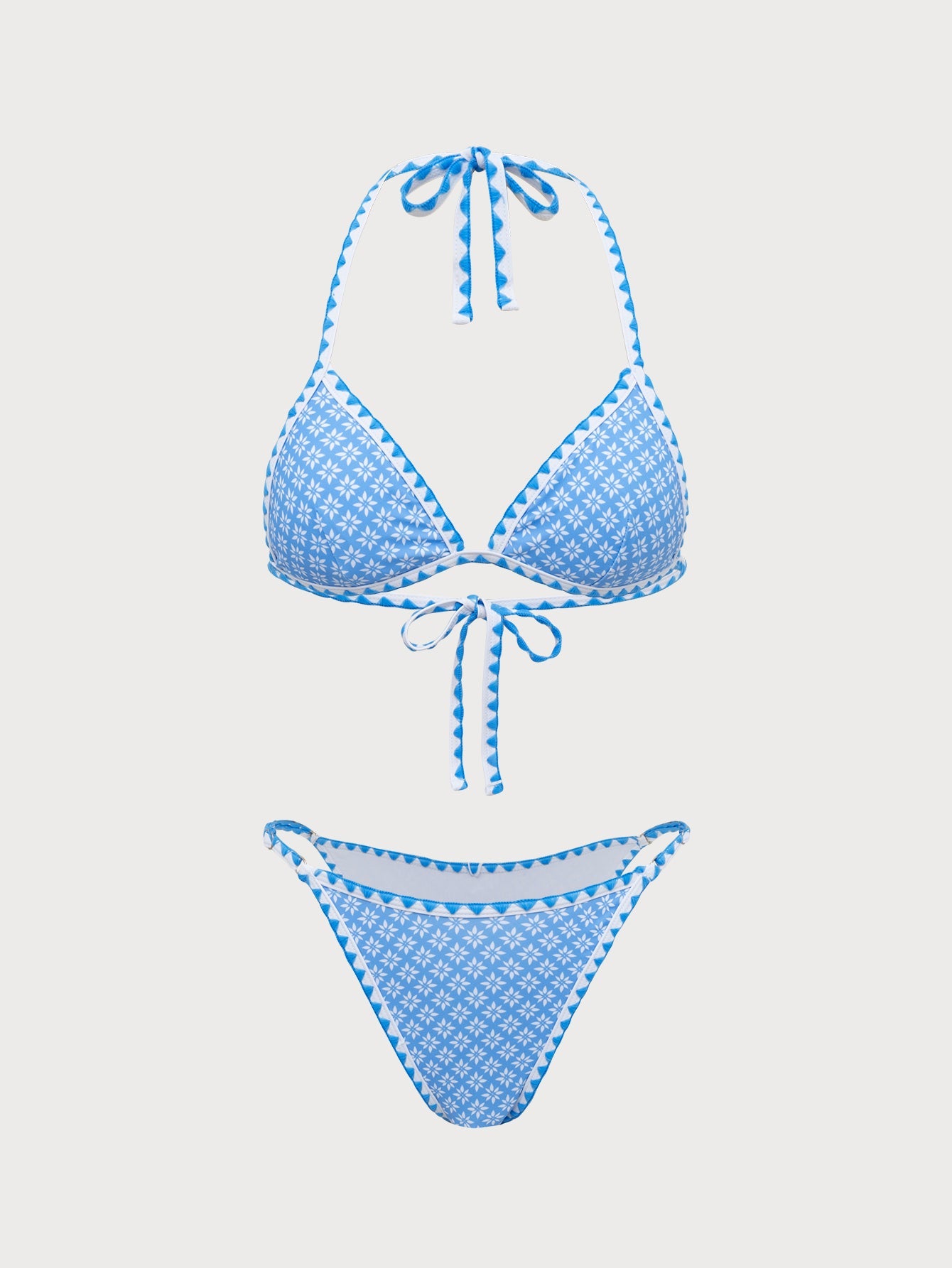 Blue Polka Lace Vintage Bikini Set