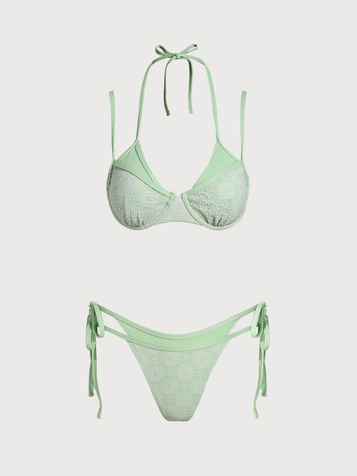 Cyan Fake Two-Piece Underwire Bikini Set
