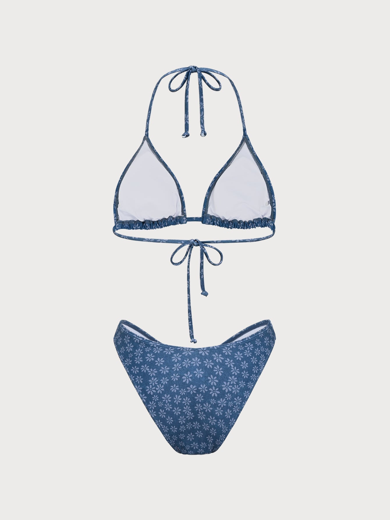 Faux Denim Print Bikini Set