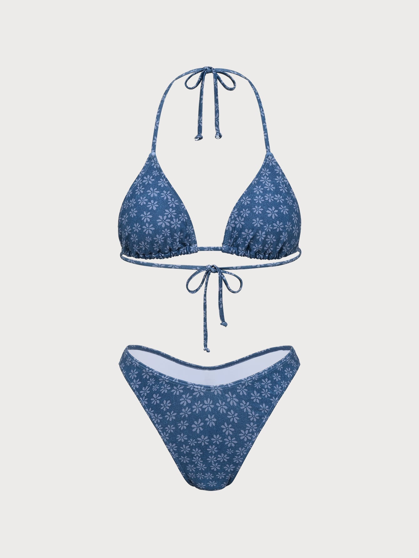 Faux Denim Print Bikini Set