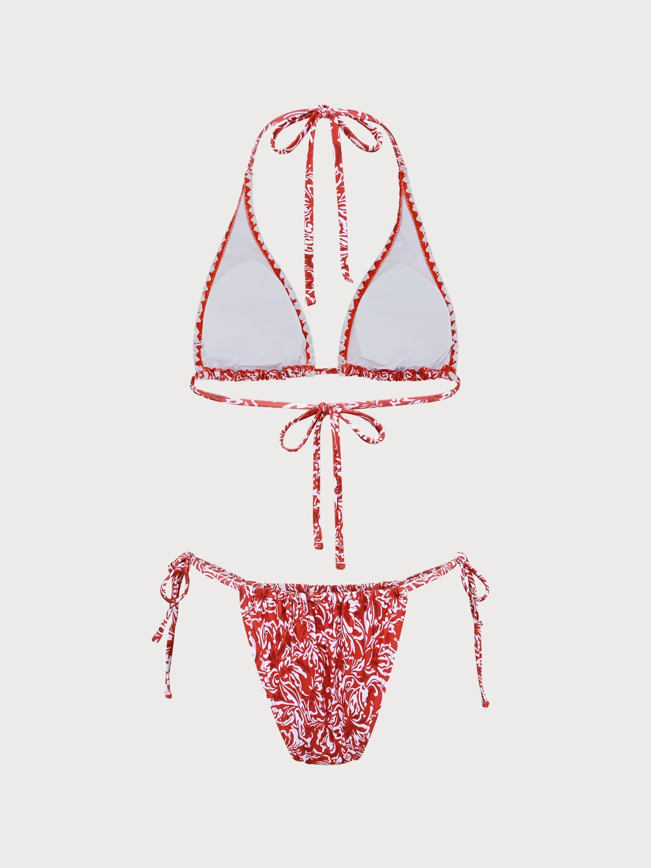 Red Floral Halter Bikini Set