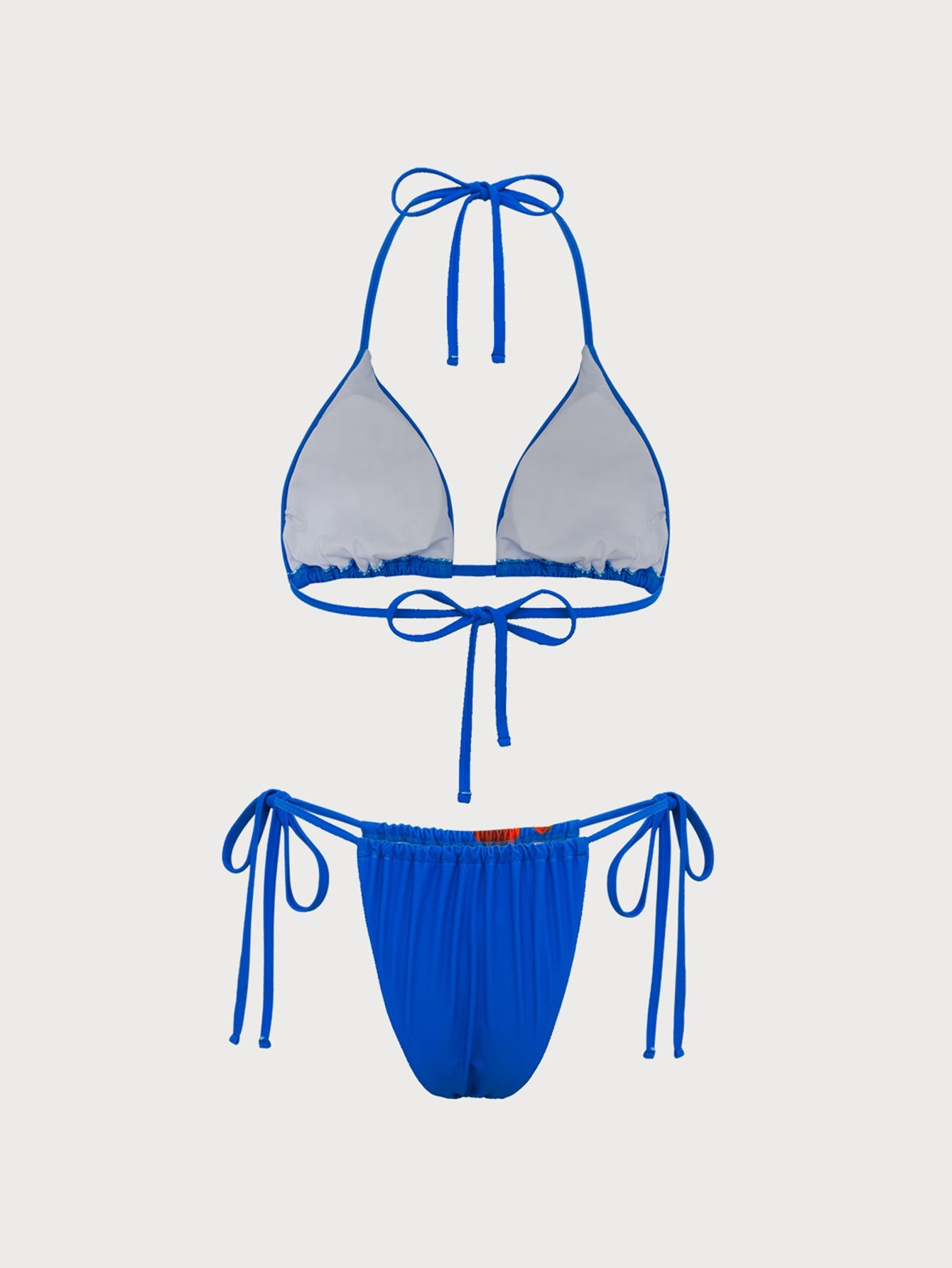 Blue Floral Contrast Print Bikini Set