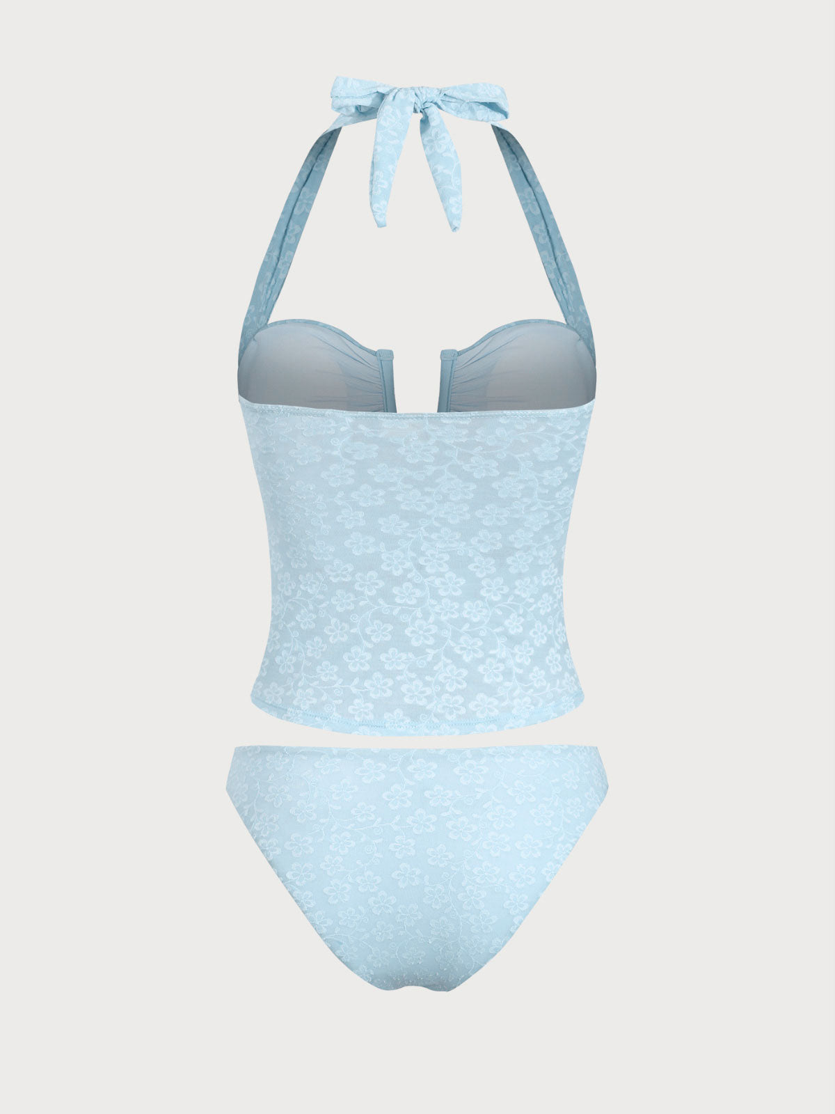 Light Blue Floral Tankini Swimsuit