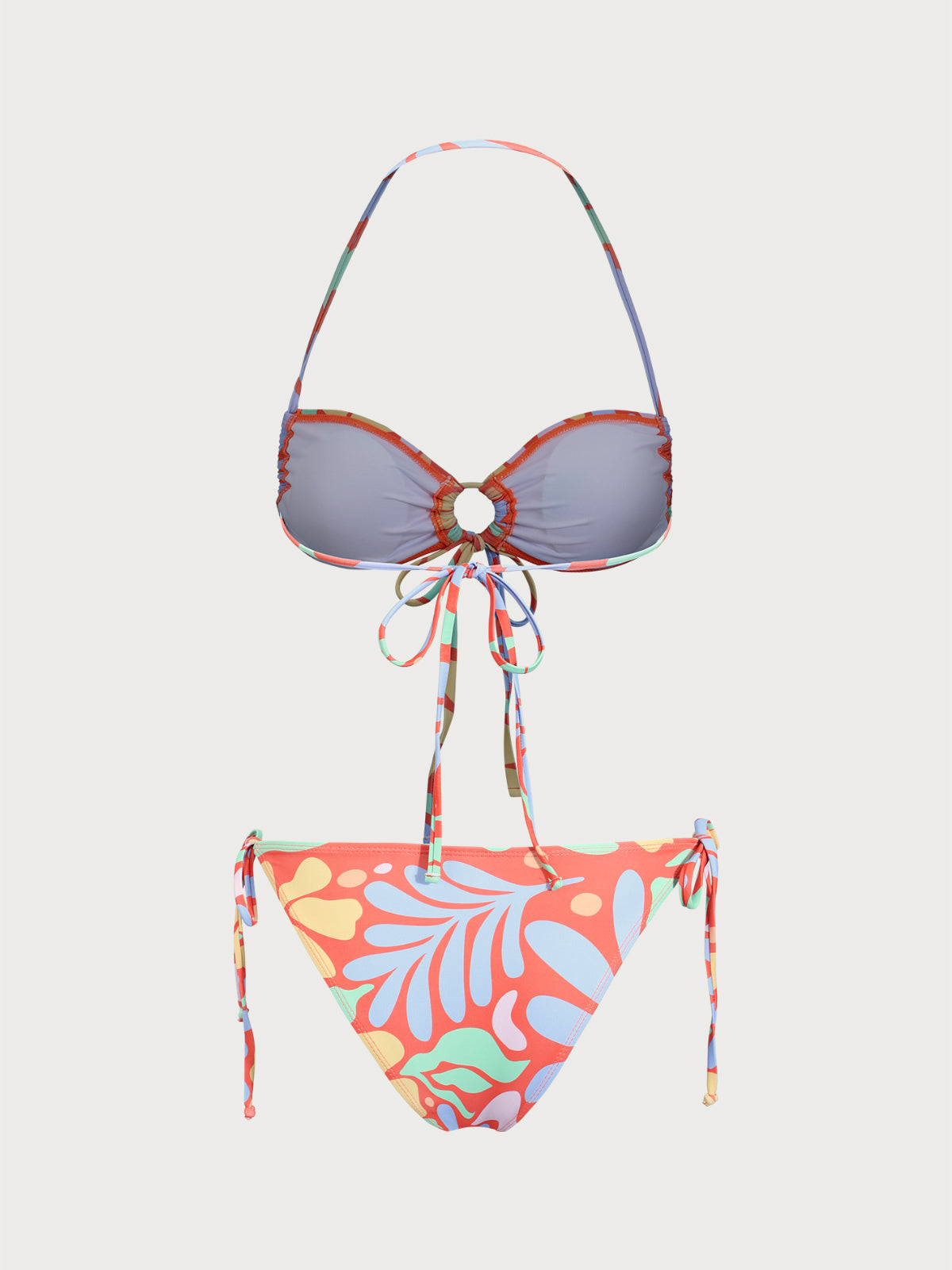 Orange Geometric Print Cutout Bikini Set