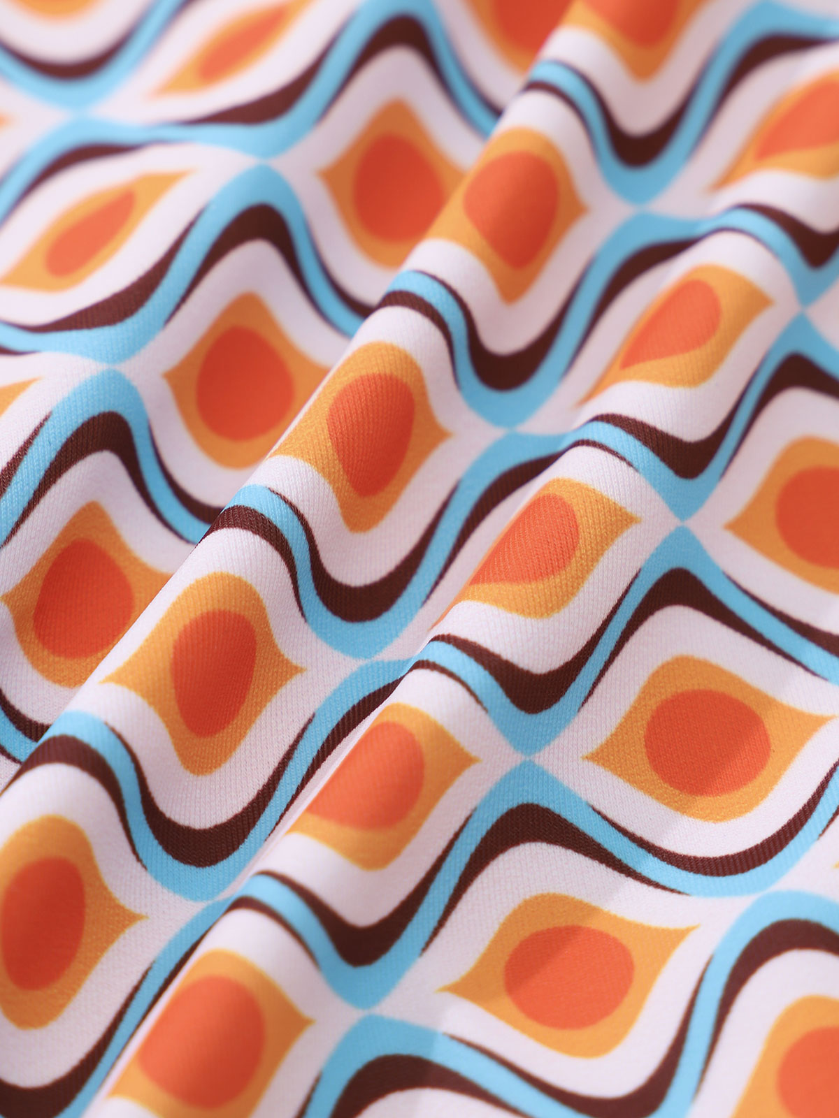 Orange Geometric Wave Print Bikini Set
