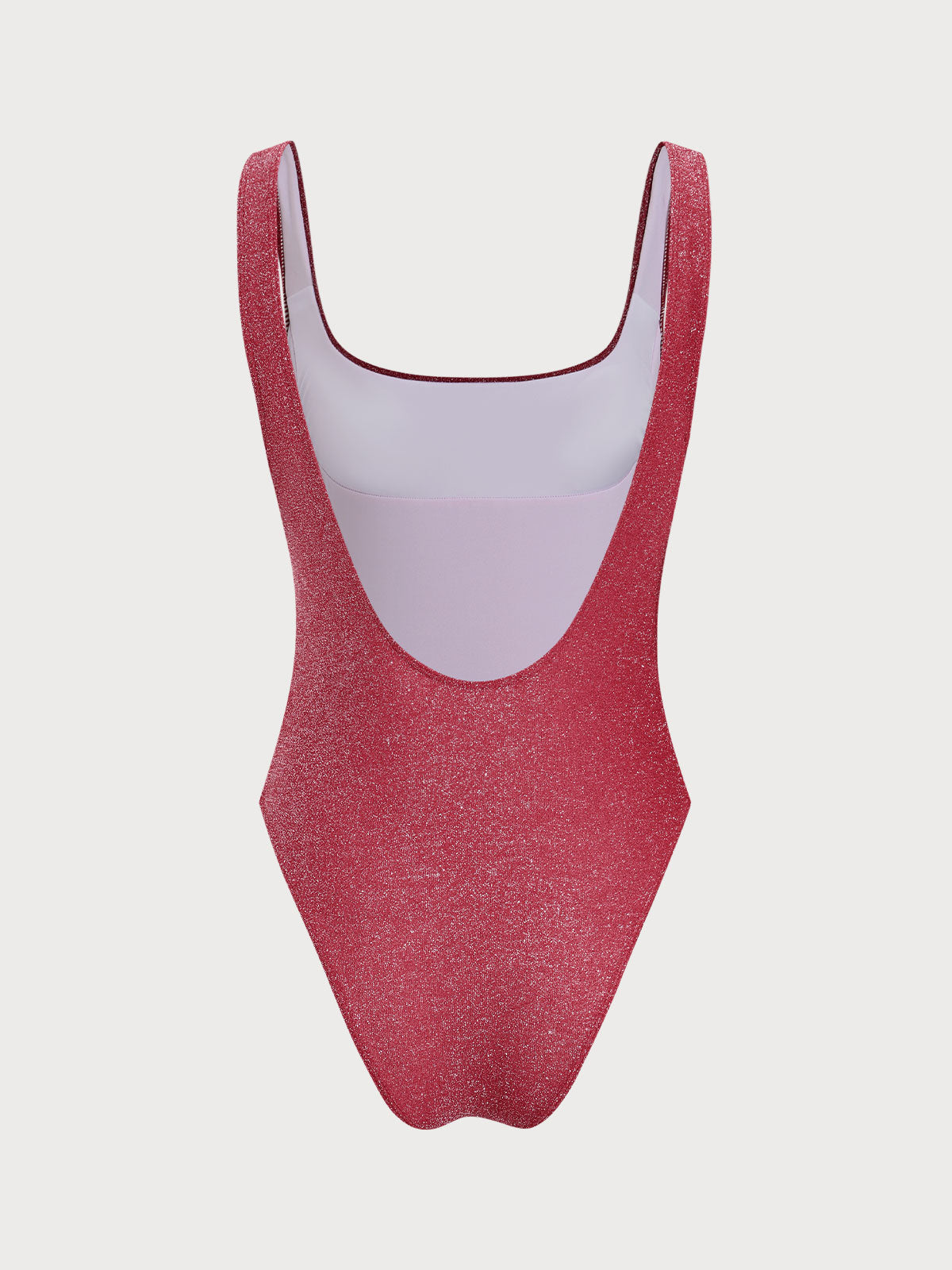 Red Glitter Backless One-Piece Swimsuit