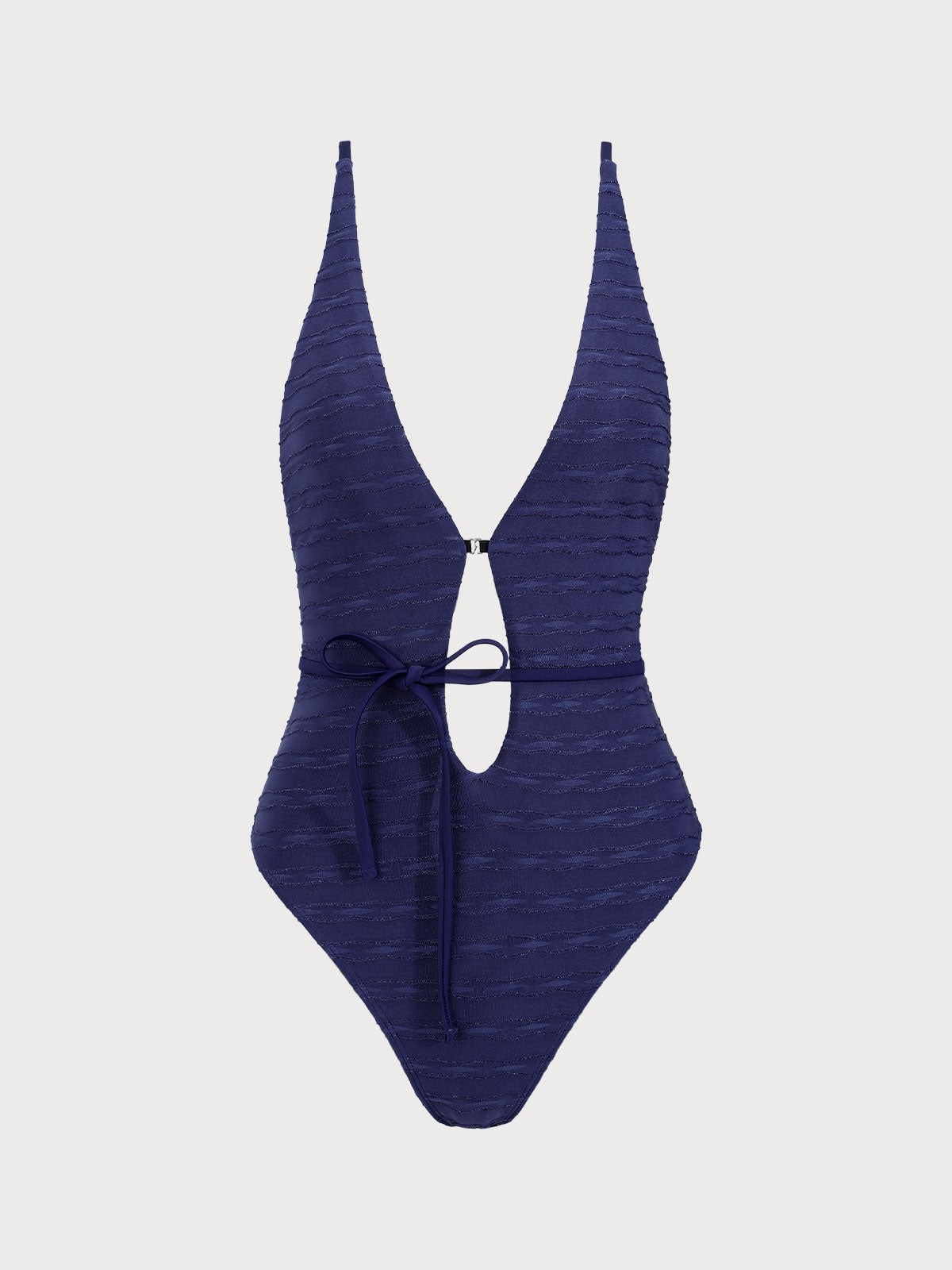 Blue Glitter V-Neck Strappy One-Piece Swimsuit