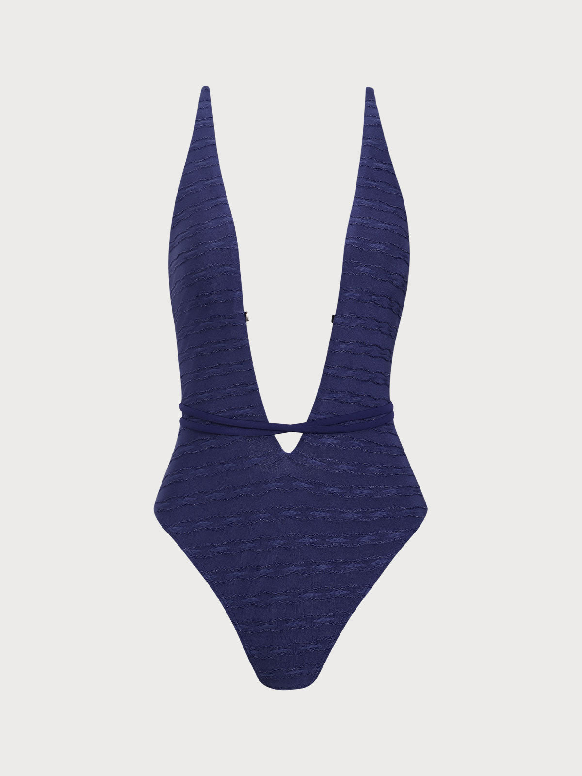 Blue Glitter V-Neck Strappy One-Piece Swimsuit