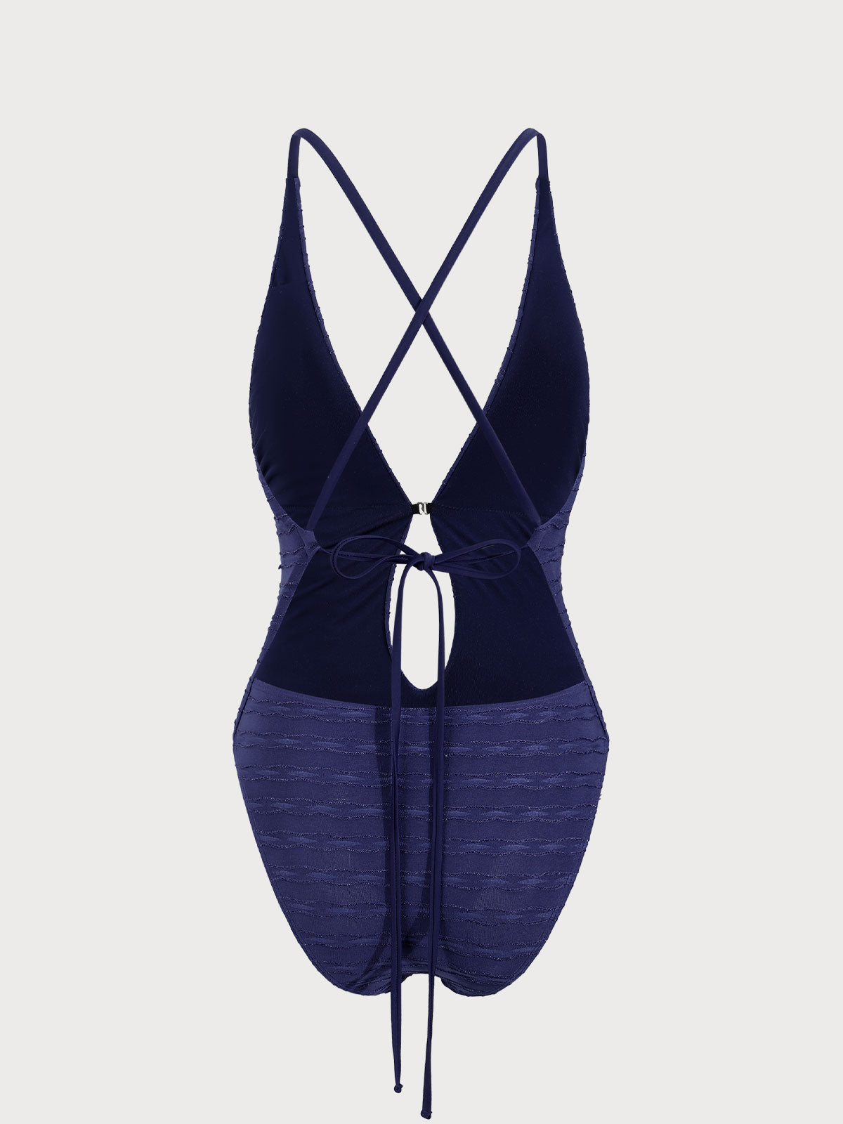 Blue Glitter V-Neck Strappy One-Piece Swimsuit
