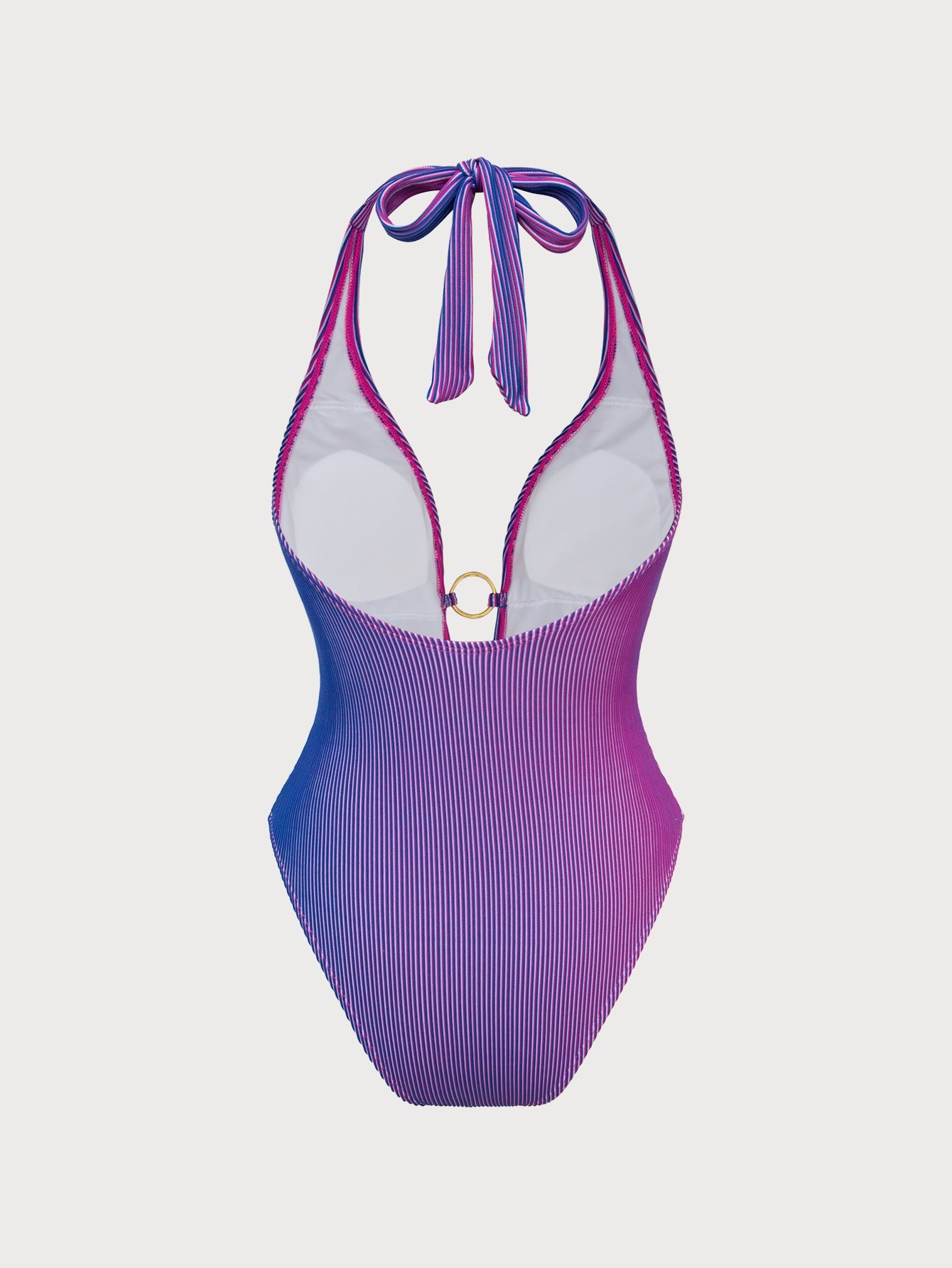 Purple Gradient Deep V One-Piece Swimsuit