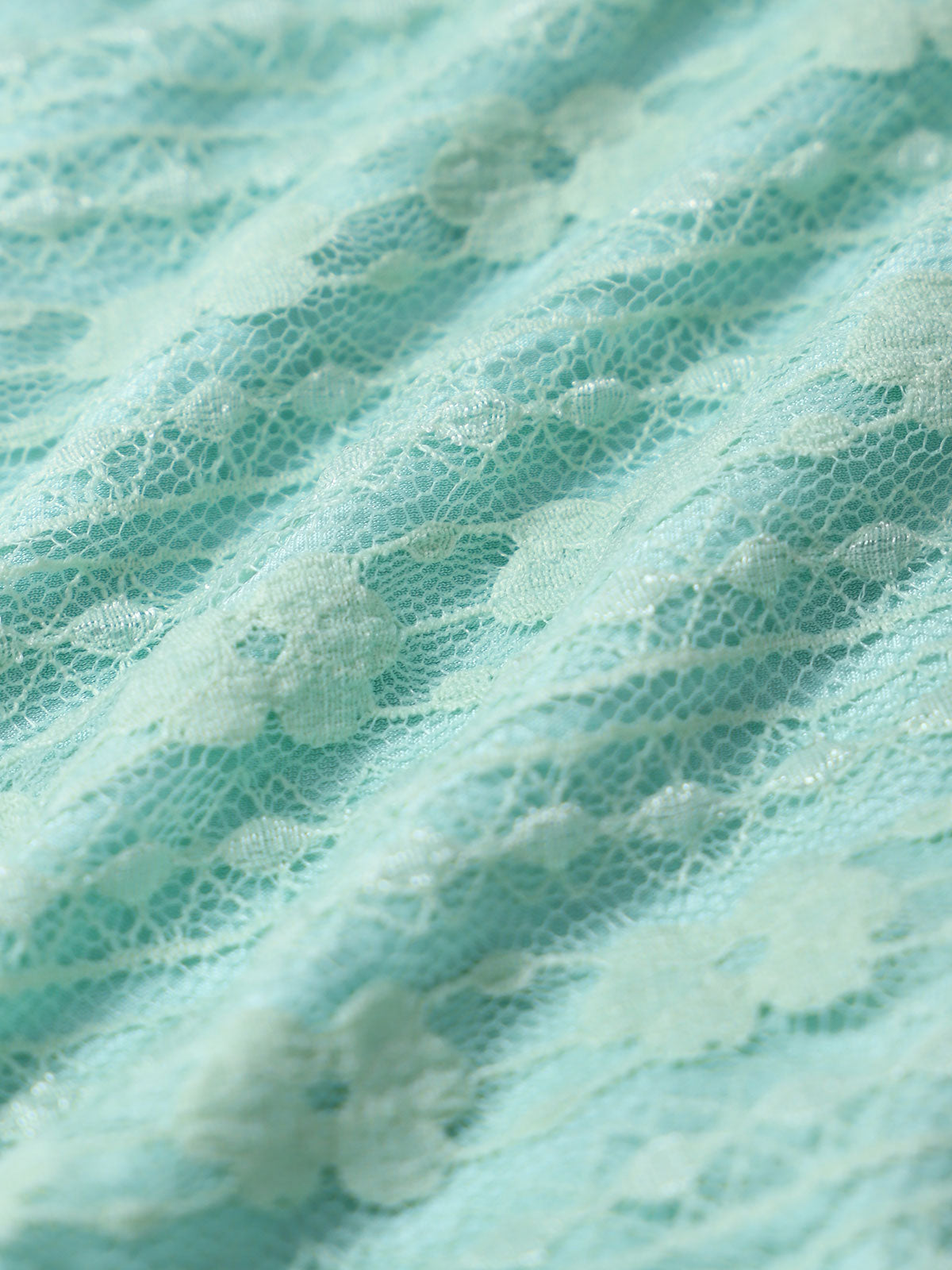 Cyan Hollow Lace Tankini Swimsuit
