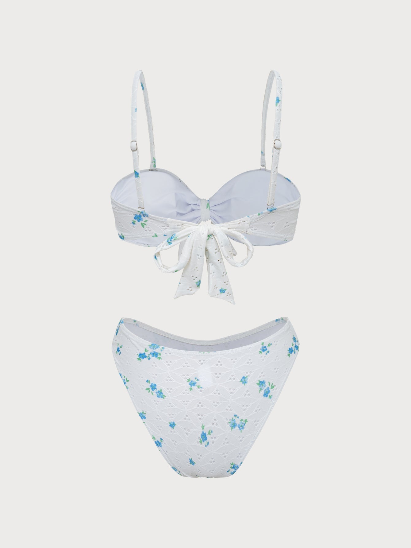 White Hollow Print Bikini Set