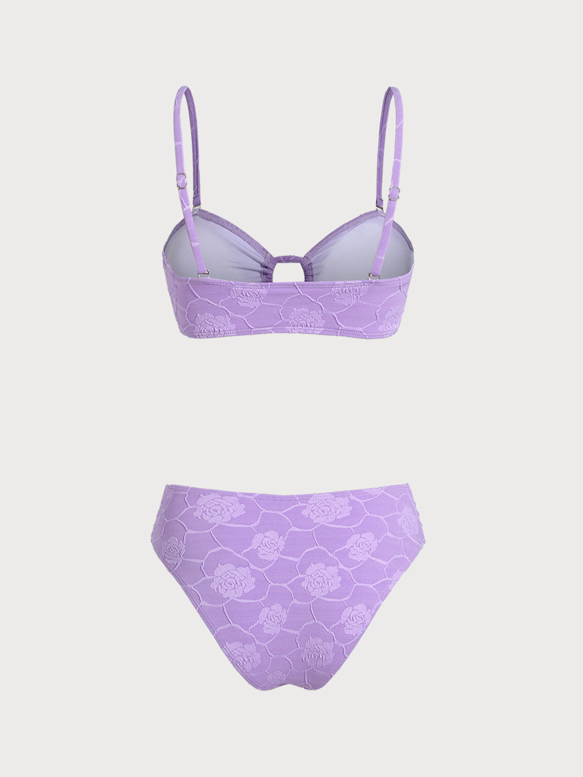 Purple Hollow Ruffle Bikini Set