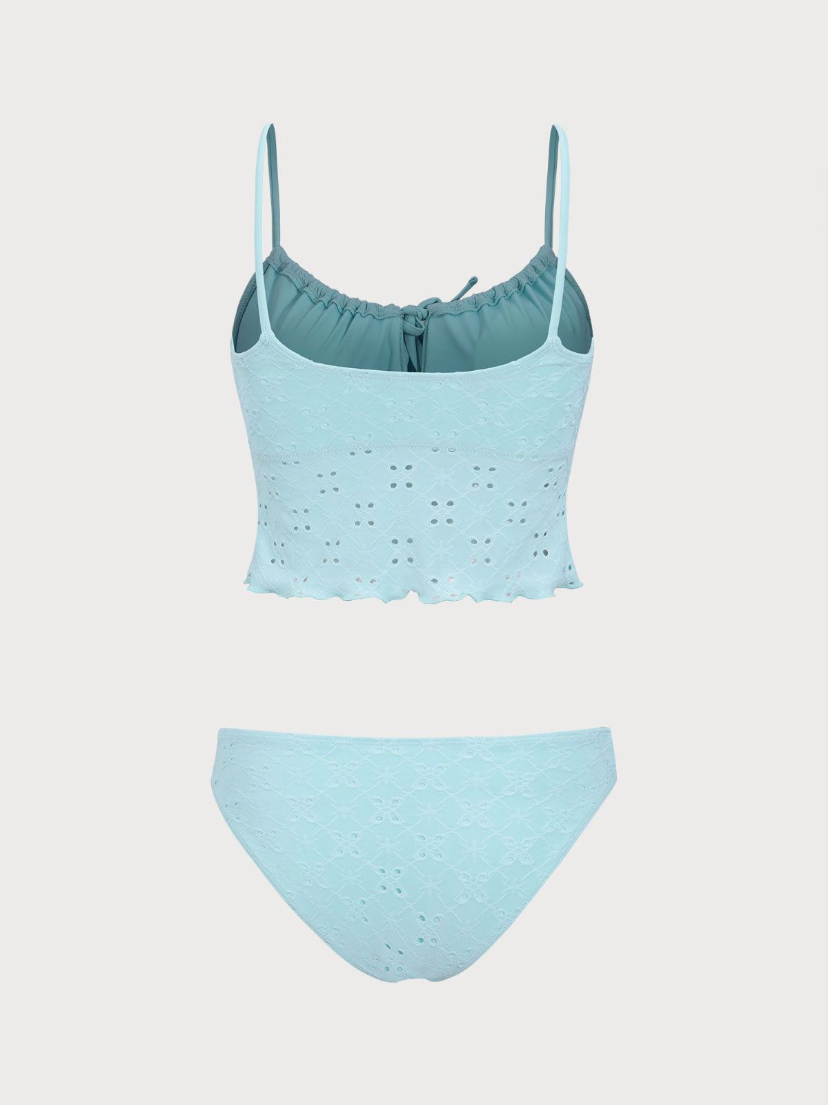 Green Textured Cut Out Tankini Swimsuit