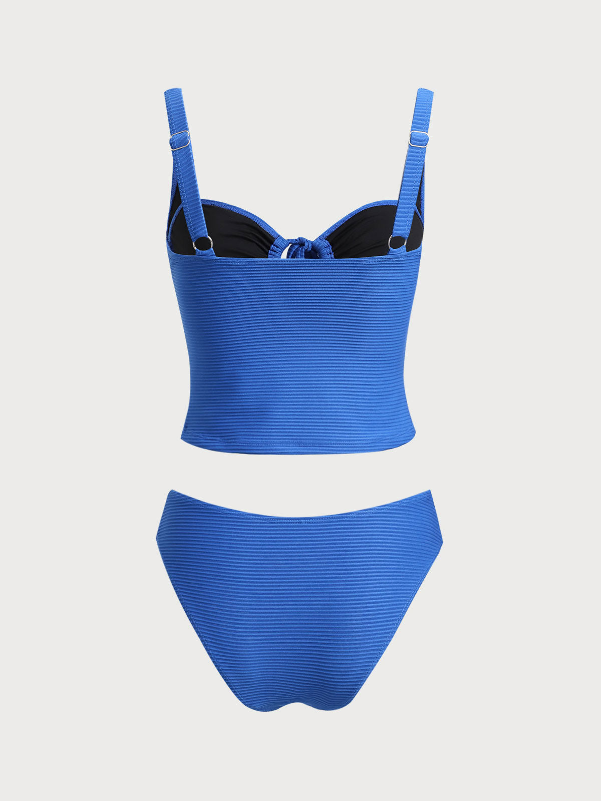 Blue Hollow Tie Rope Tankini Swimsuit