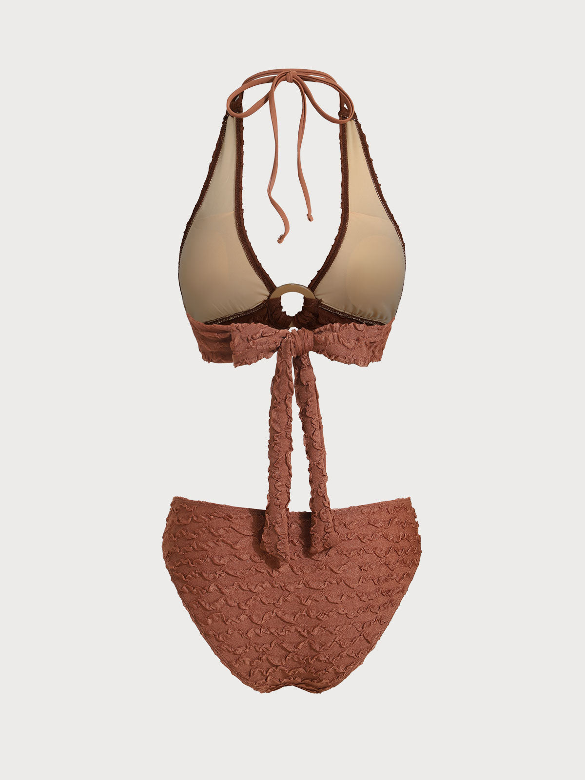 Brown Hoop Cutout Bikini Set