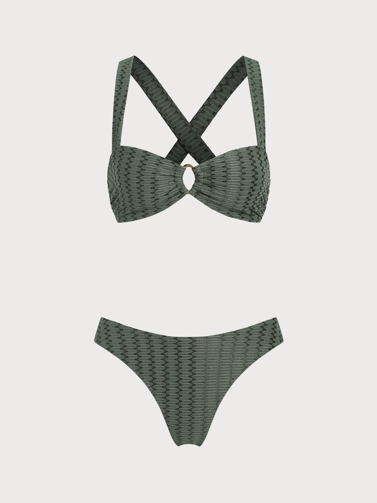 Green Hoop Cutout Bikini Set
