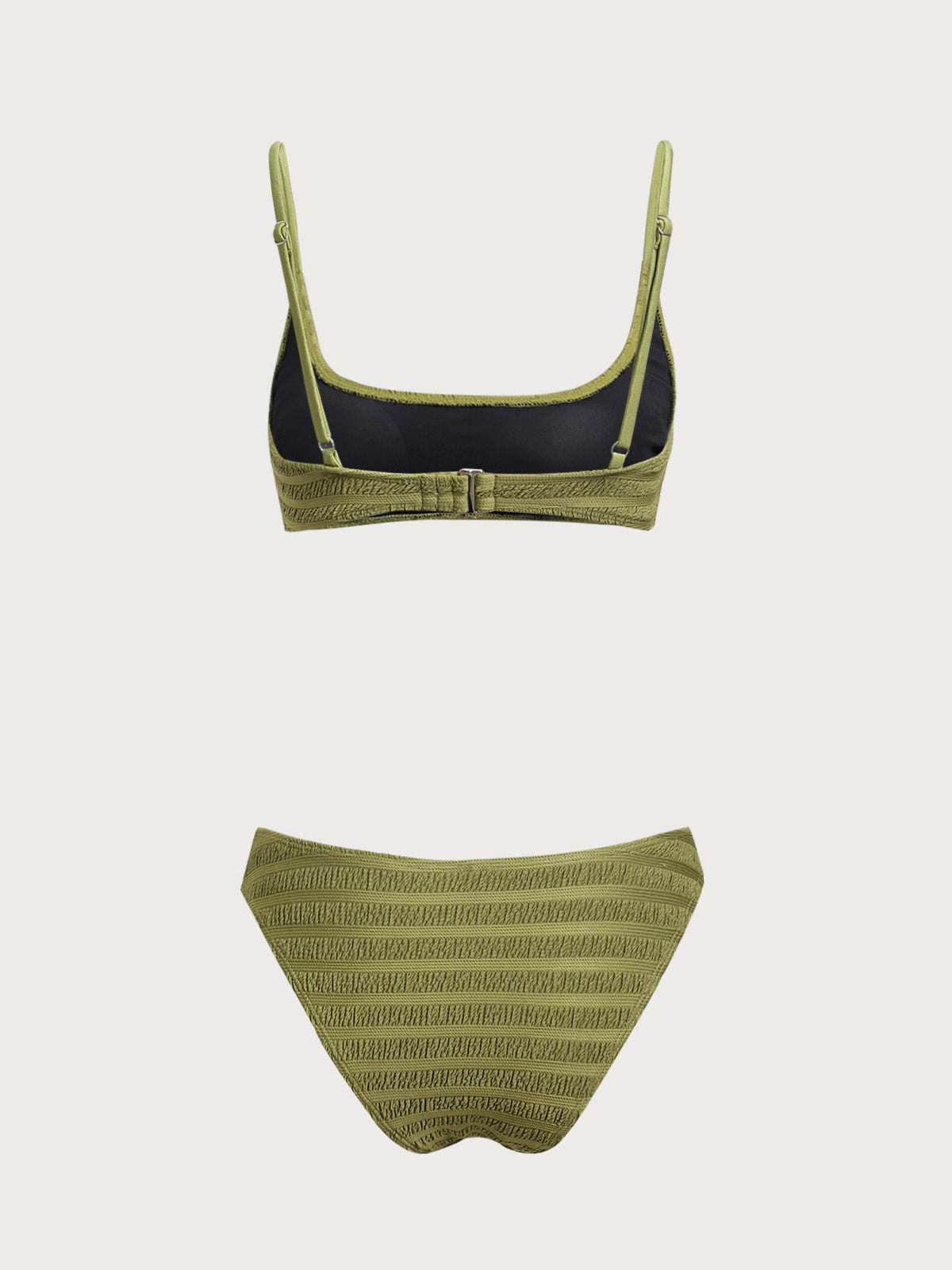 Army Green Irregular Ruffle Bikini Set