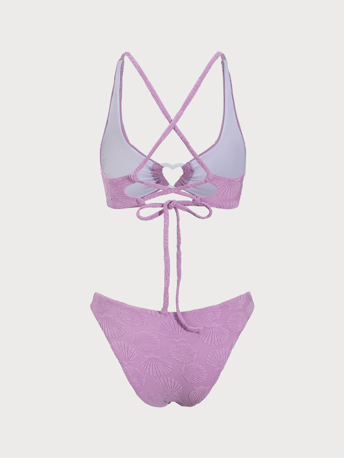 Purple Jacquard Shell Bikini Set