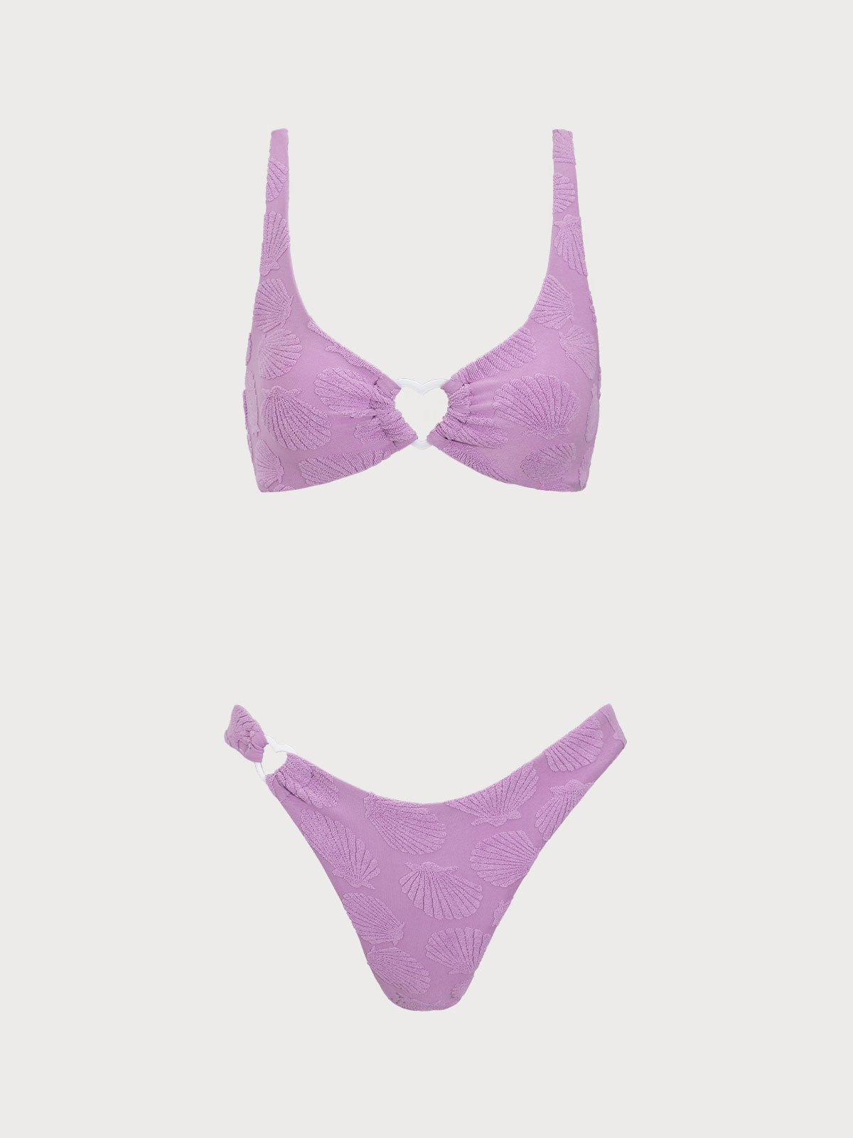 Purple Jacquard Shell Bikini Set