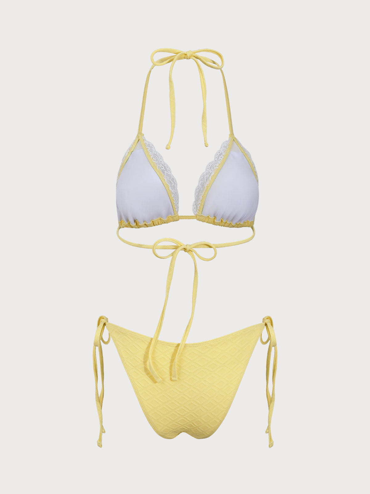 Yellow Geometric Lace Bikini Set
