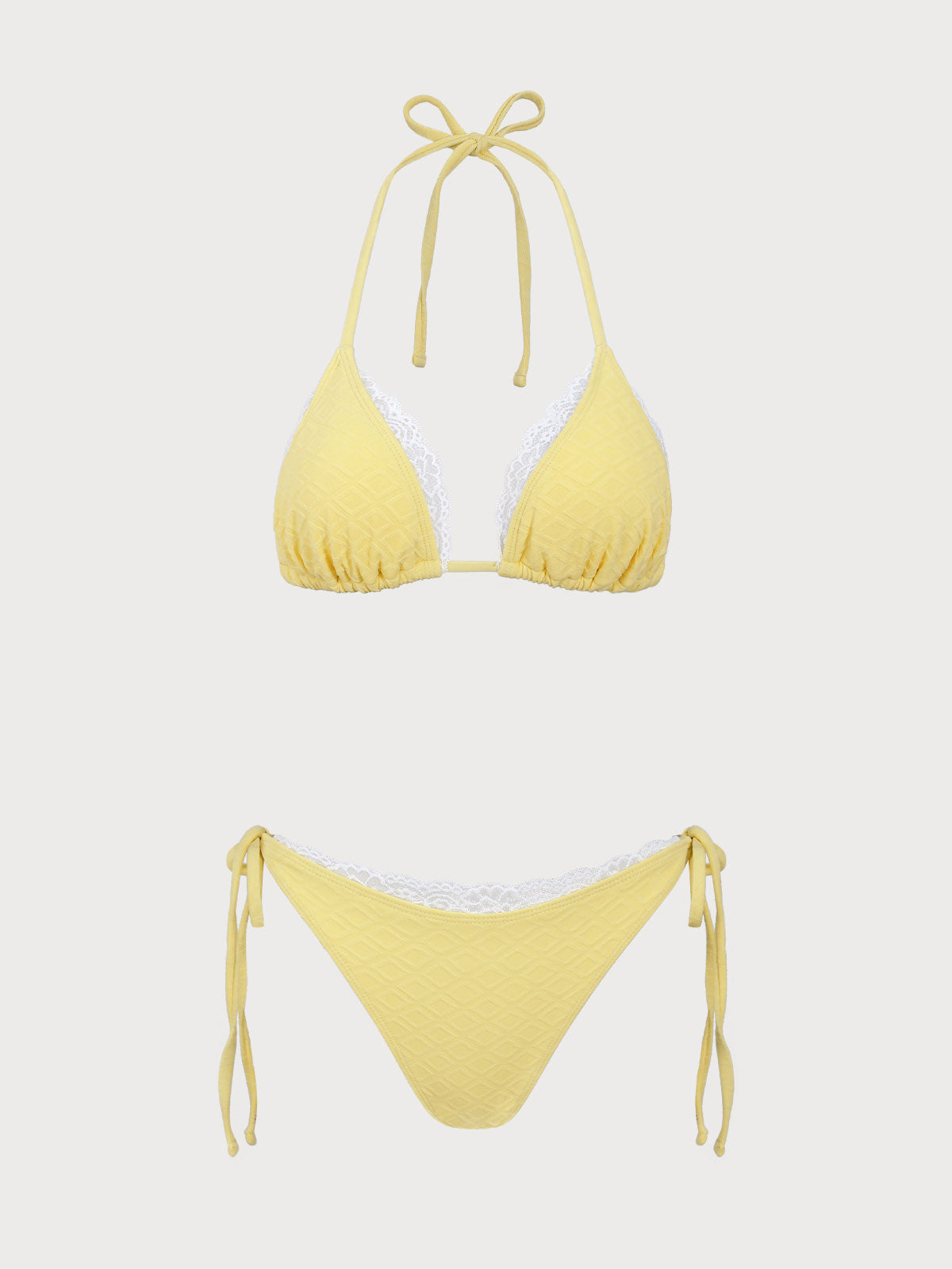 Yellow Geometric Lace Bikini Set