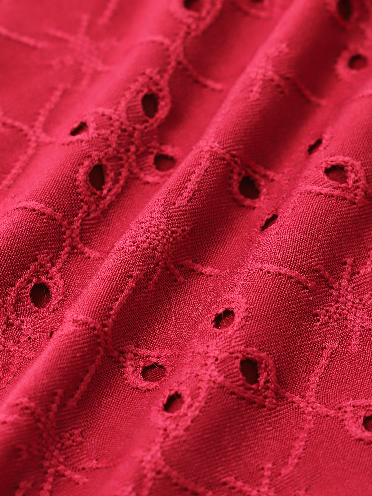 Rose Red Lace Contrast Hollow Tankini Swimsuit