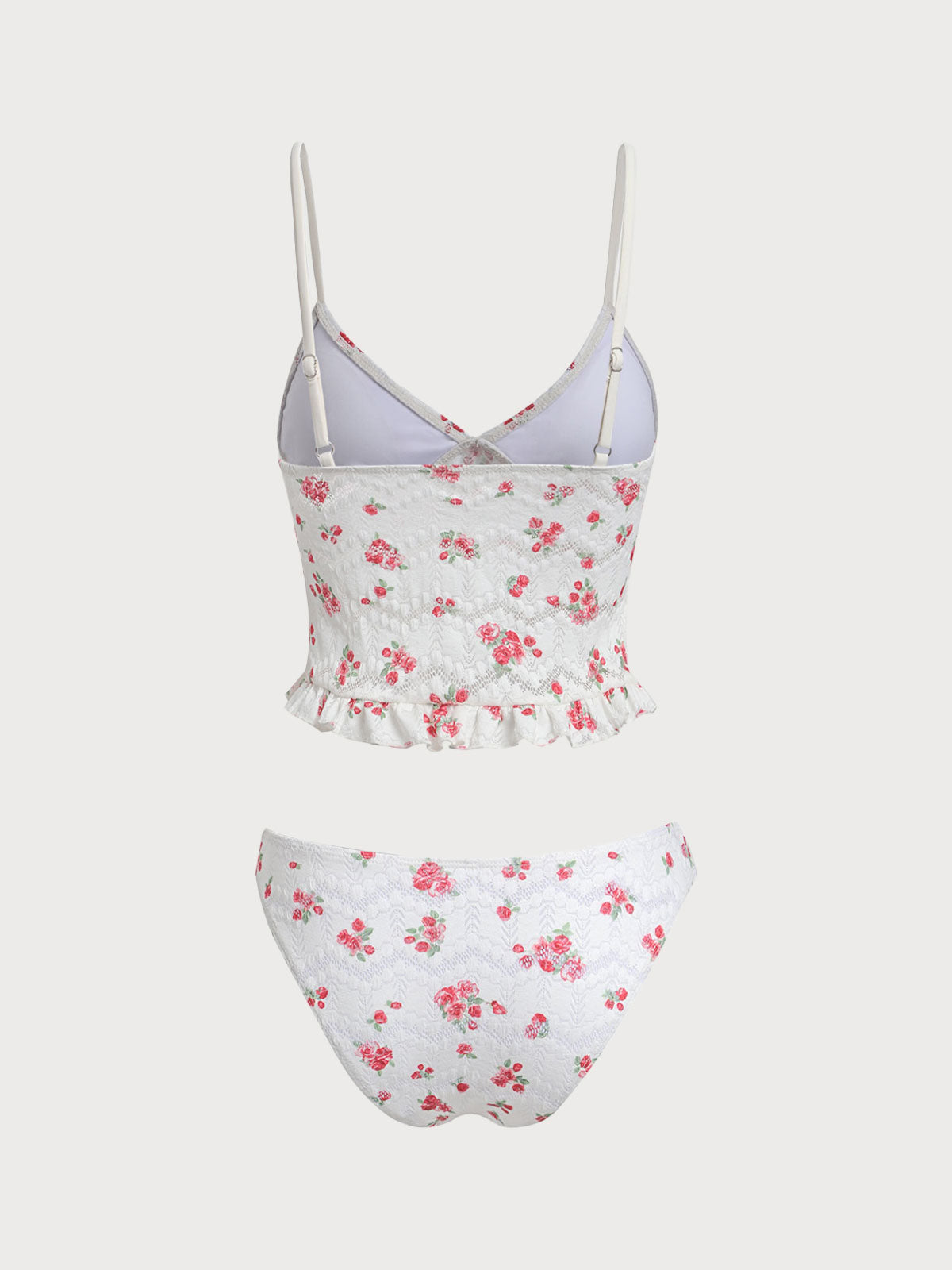 White Lace Printed Tankini Swimsuit