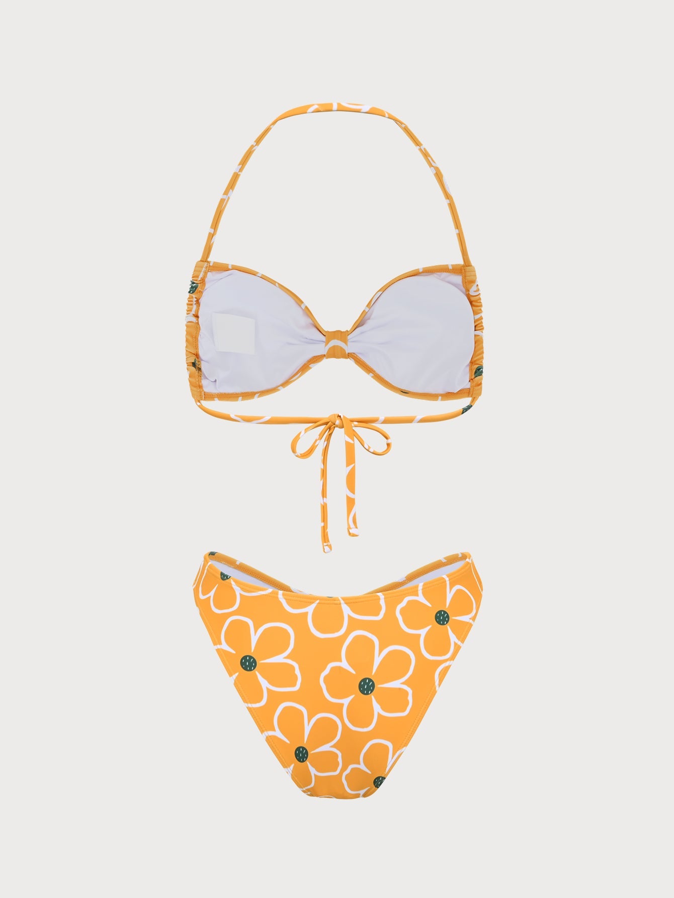 Orange Line Print Bikini Set