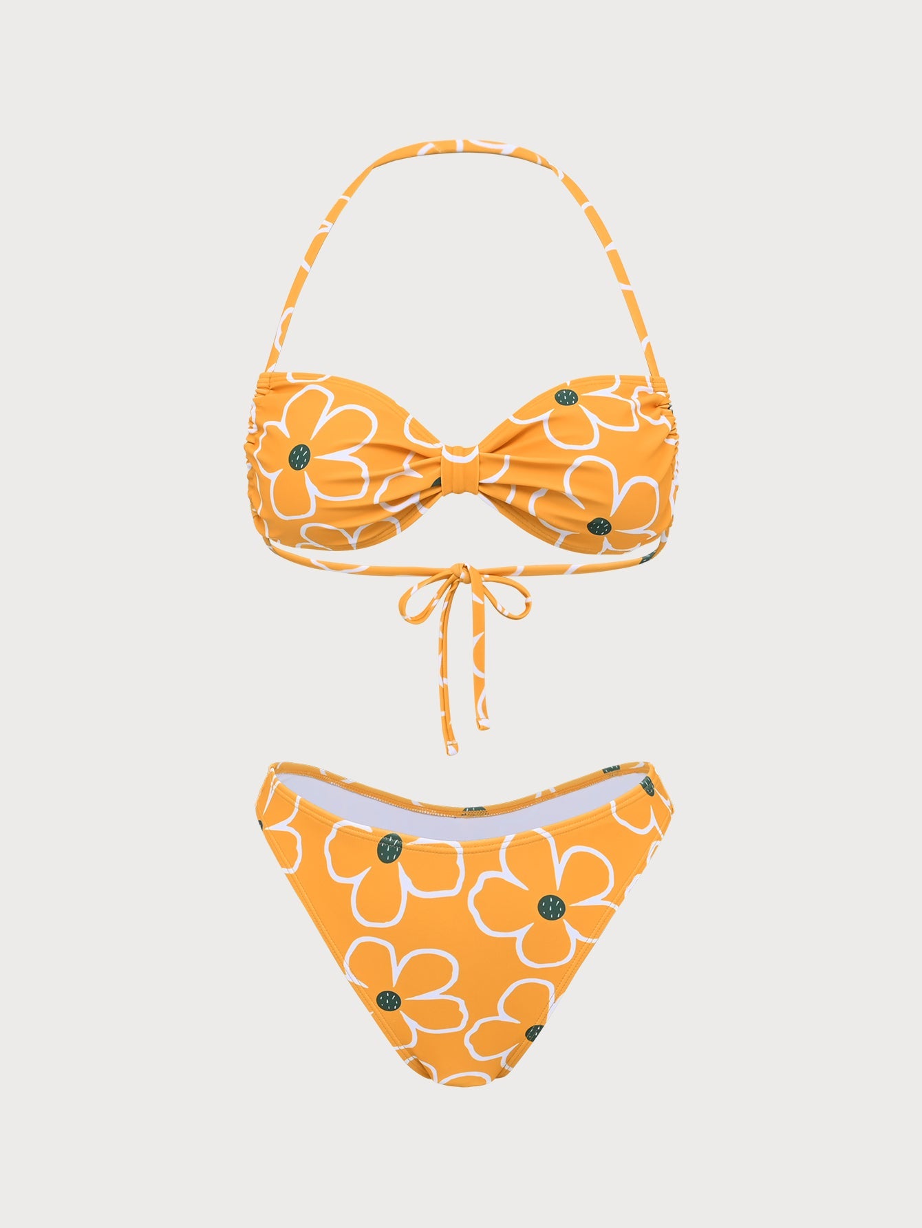 Orange Line Print Bikini Set