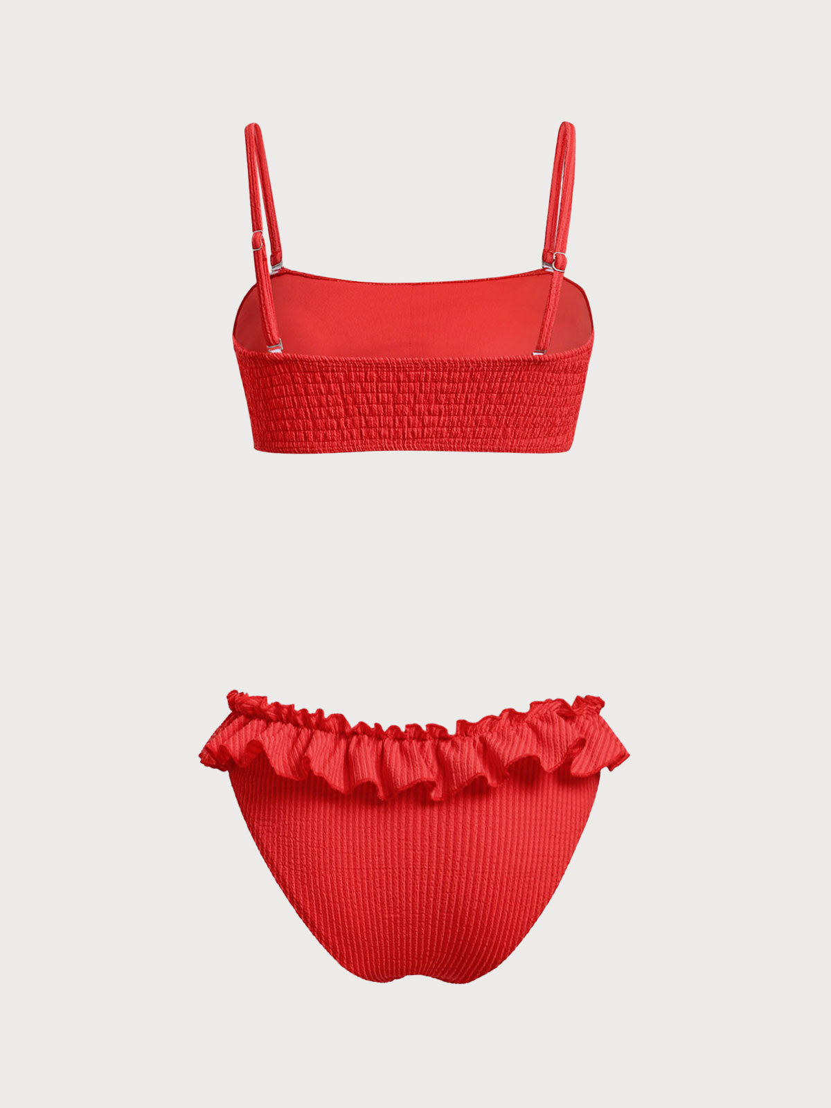 Red Multi-Layered Ruffle Girls Bikini Set