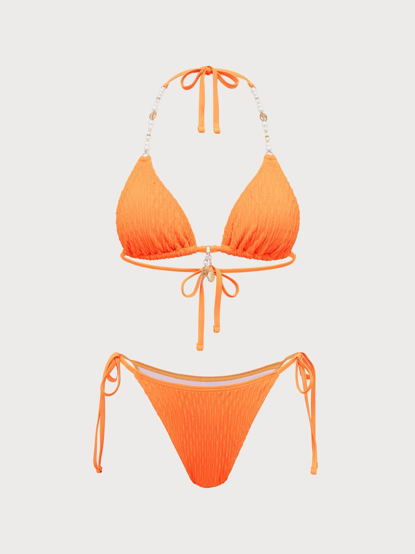 Orange Pearl String Bikini Set