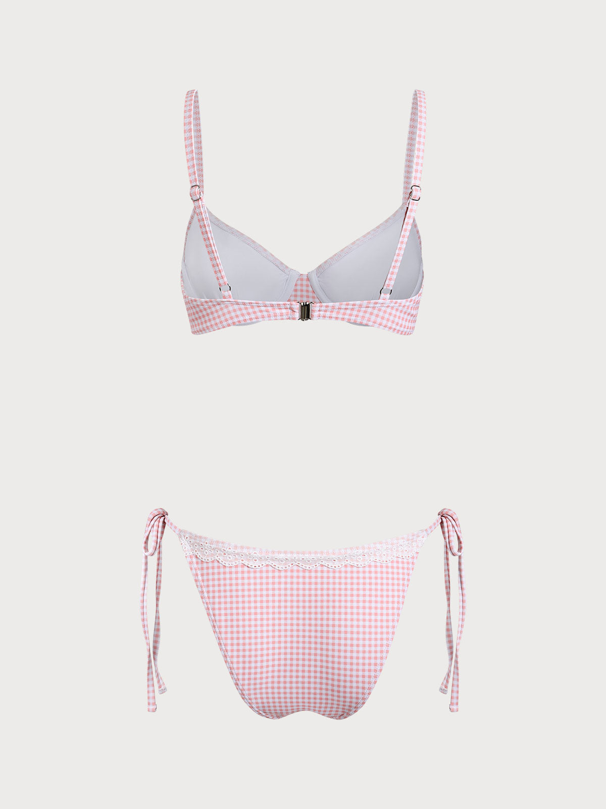 Pink Plaid Lace Bikini Set