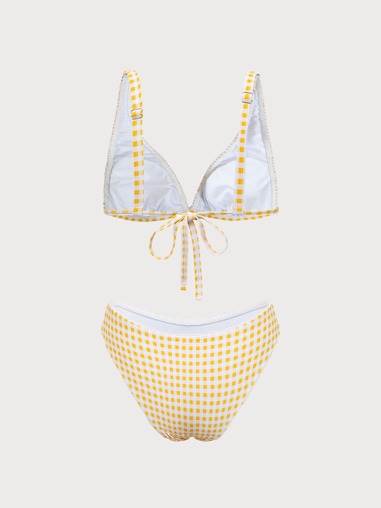 Yellow Plaid Print Bikini Set