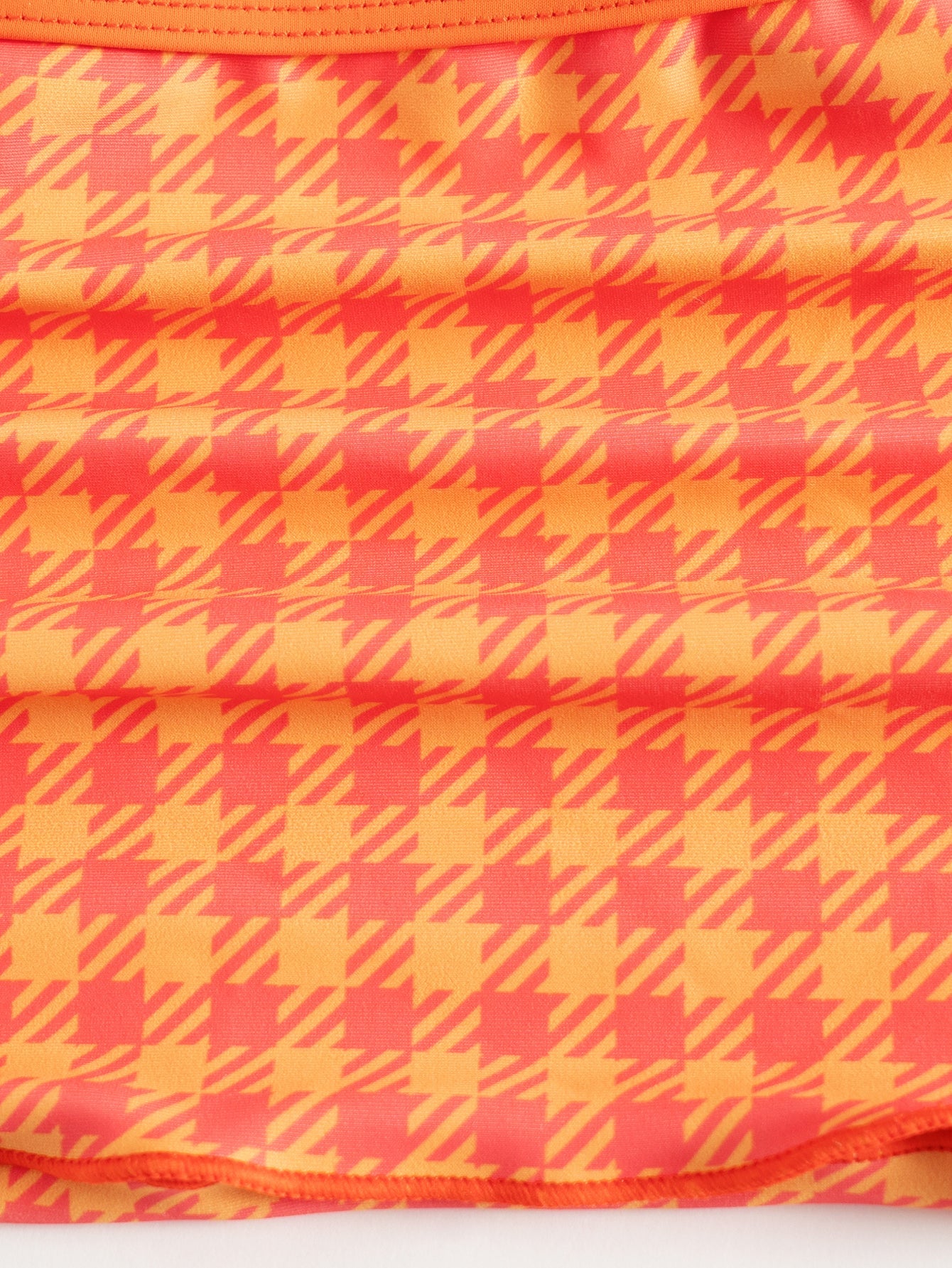 Orange Plaid Print Tankini Swimsuit