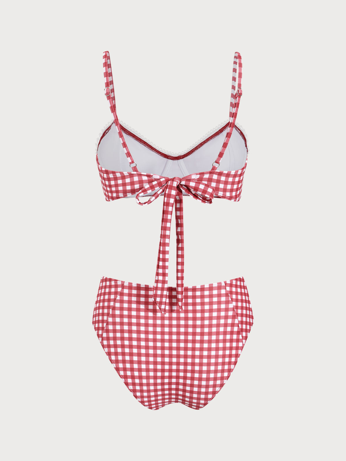 Red Plaid Print Vintage Bikini Set
