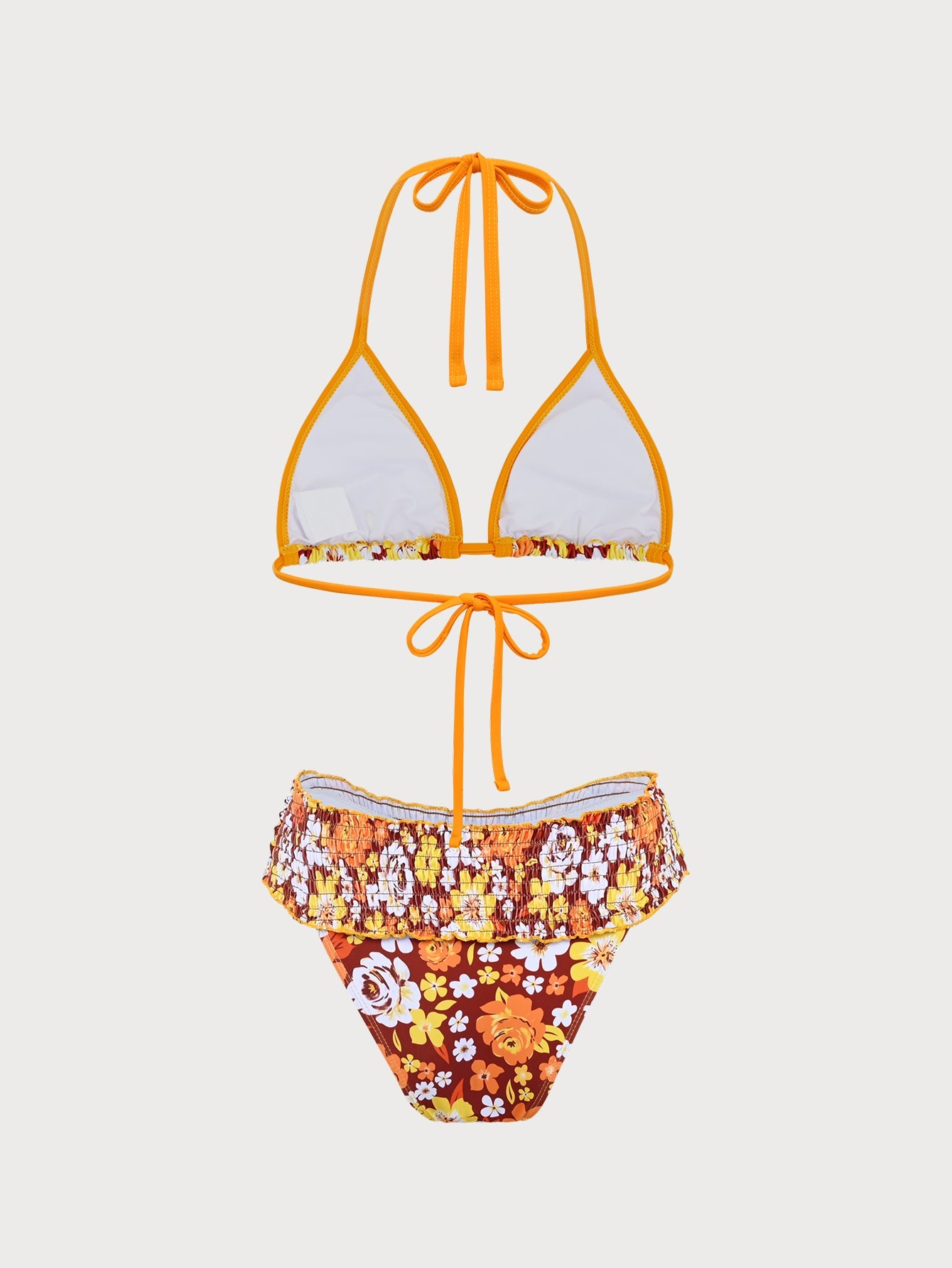 Orange Printed High Waisted Bikini Set
