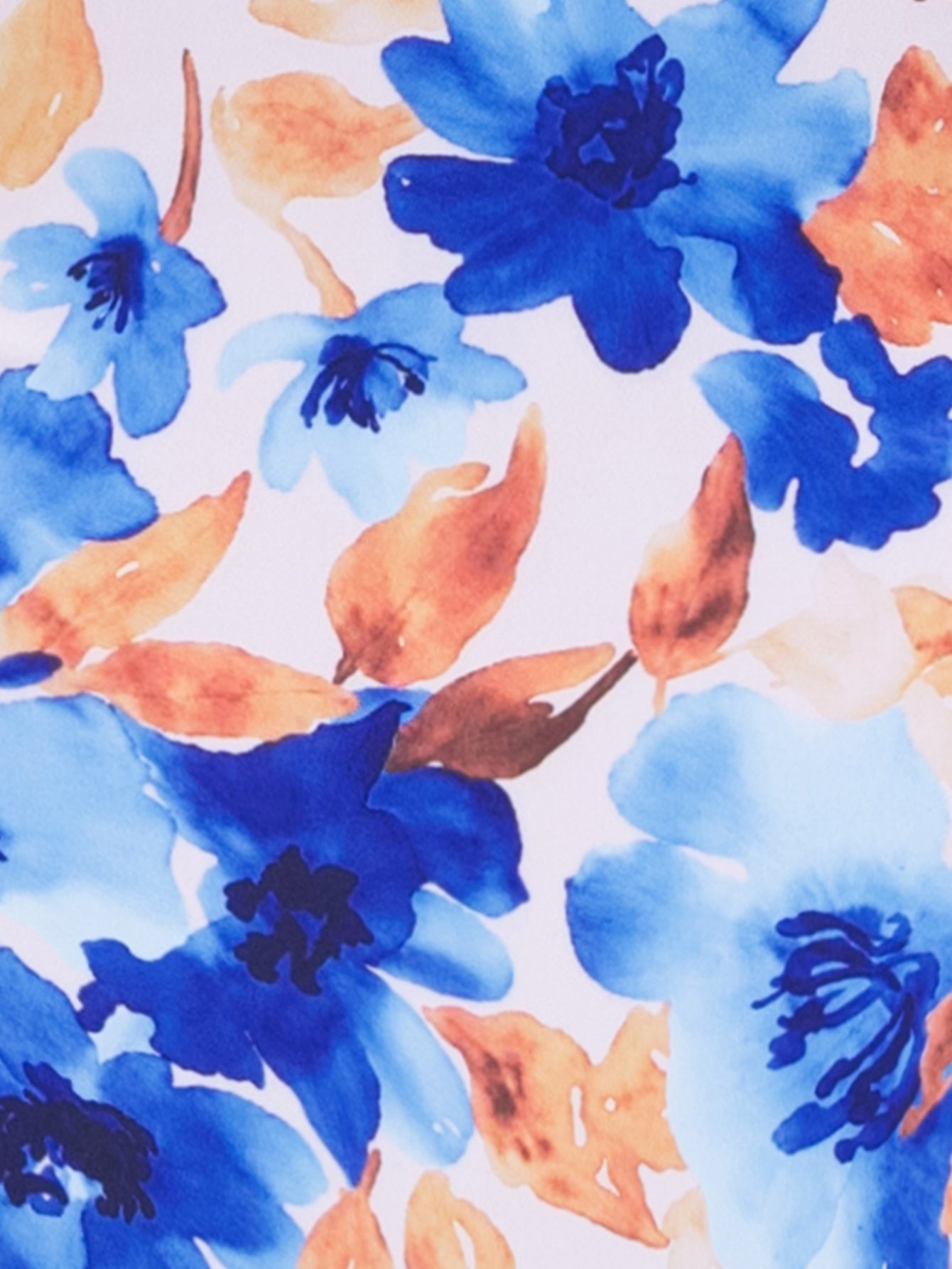 Blue Printed Cutout Wrinkled One-Piece Swimsuit
