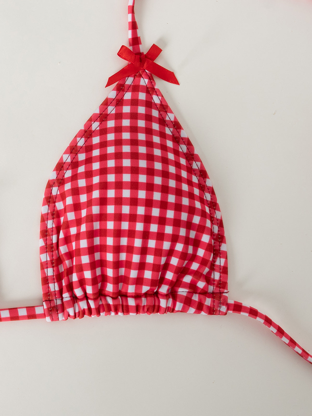 Red Plaid Bow Bikini Set