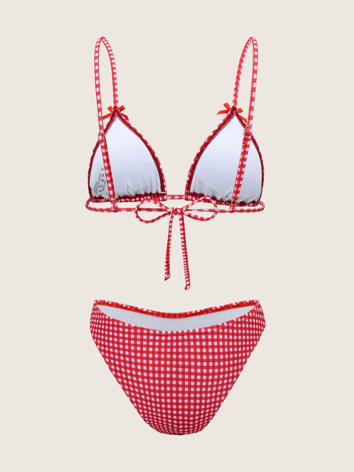 Red Plaid Bow Bikini Set