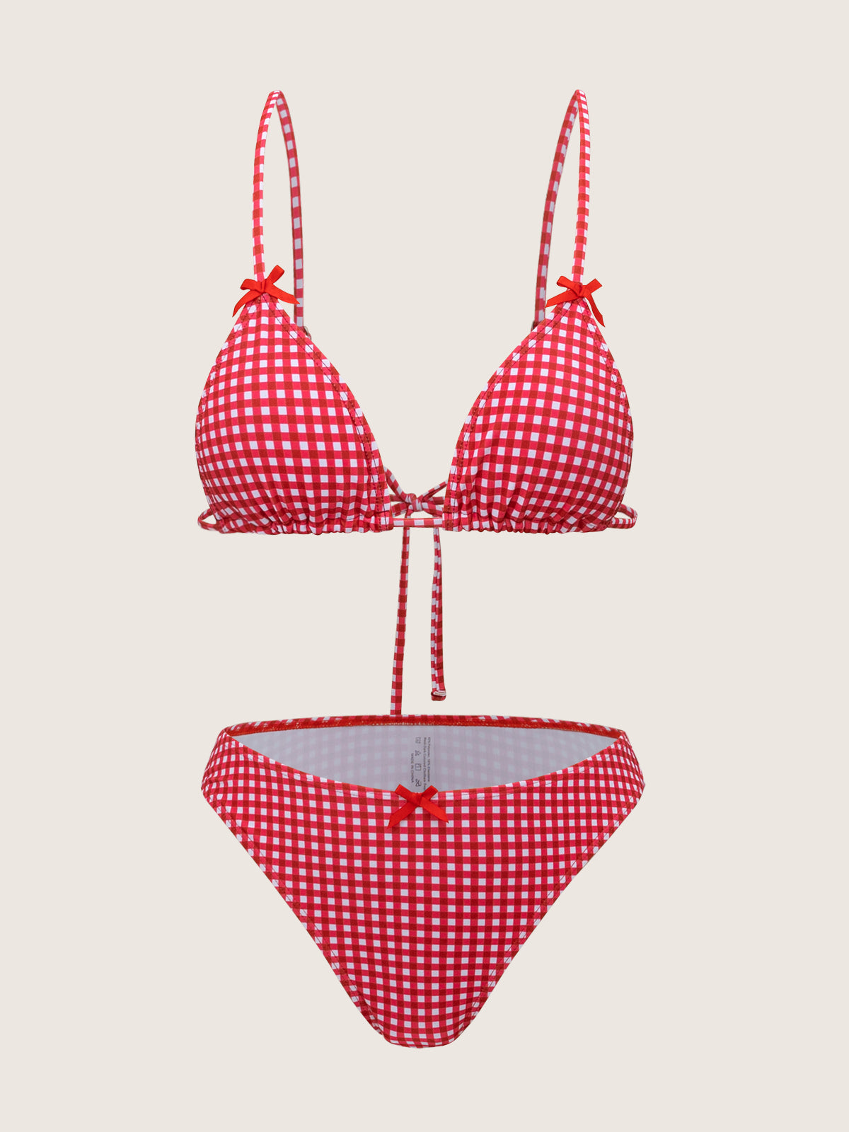 Red Plaid Bow Bikini Set