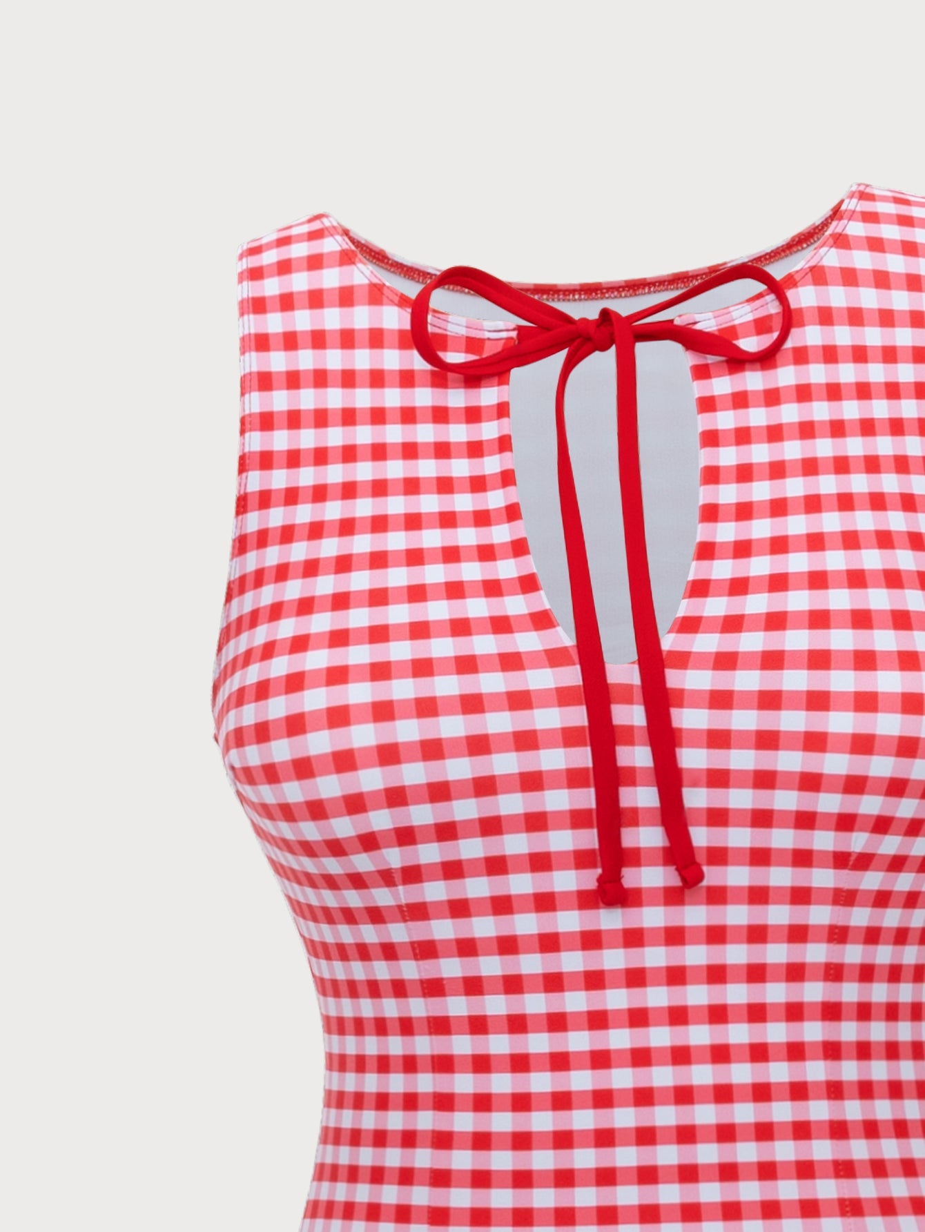 Red Plaid Retro One-Piece Swimsuit