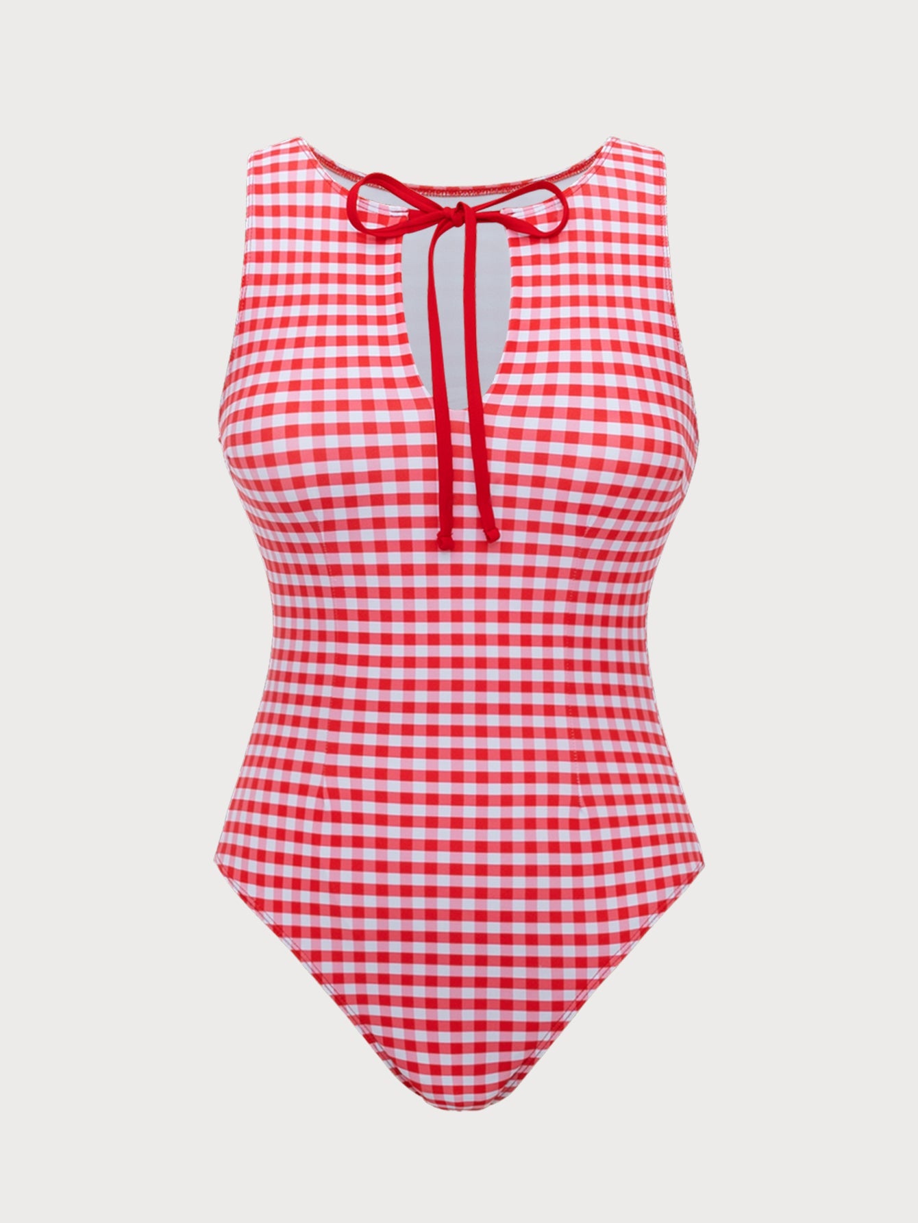 Red Plaid Retro One-Piece Swimsuit