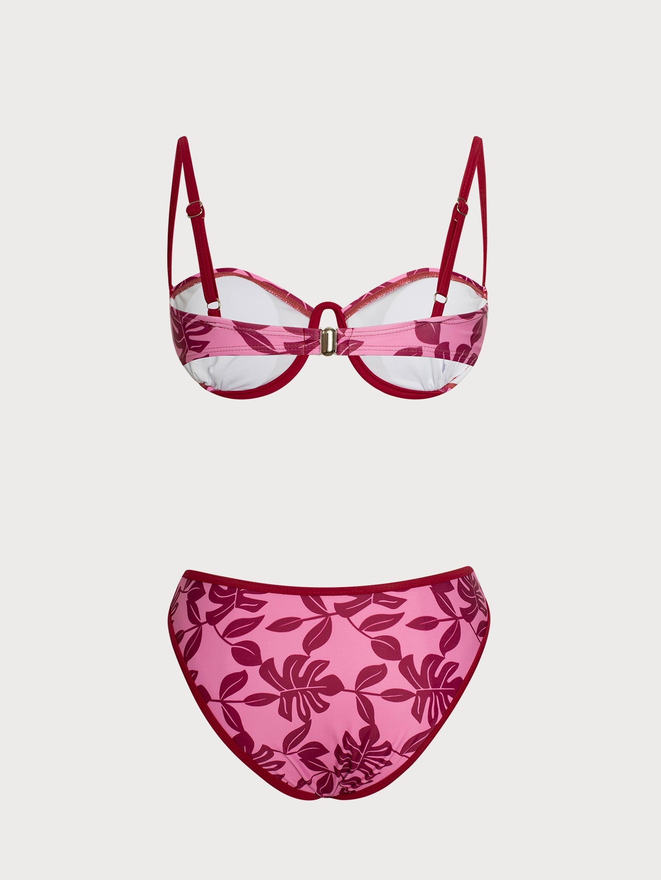 Pink Printed Underwire Contrast Bikini Set