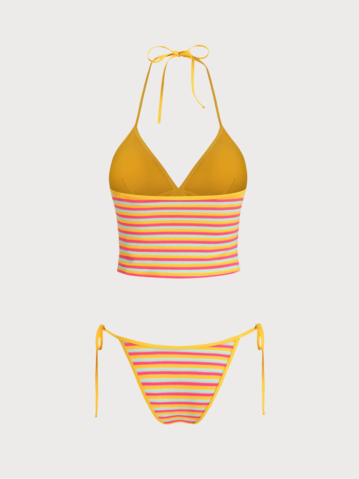 Multi Rainbow Stripe Terry Tankini Set