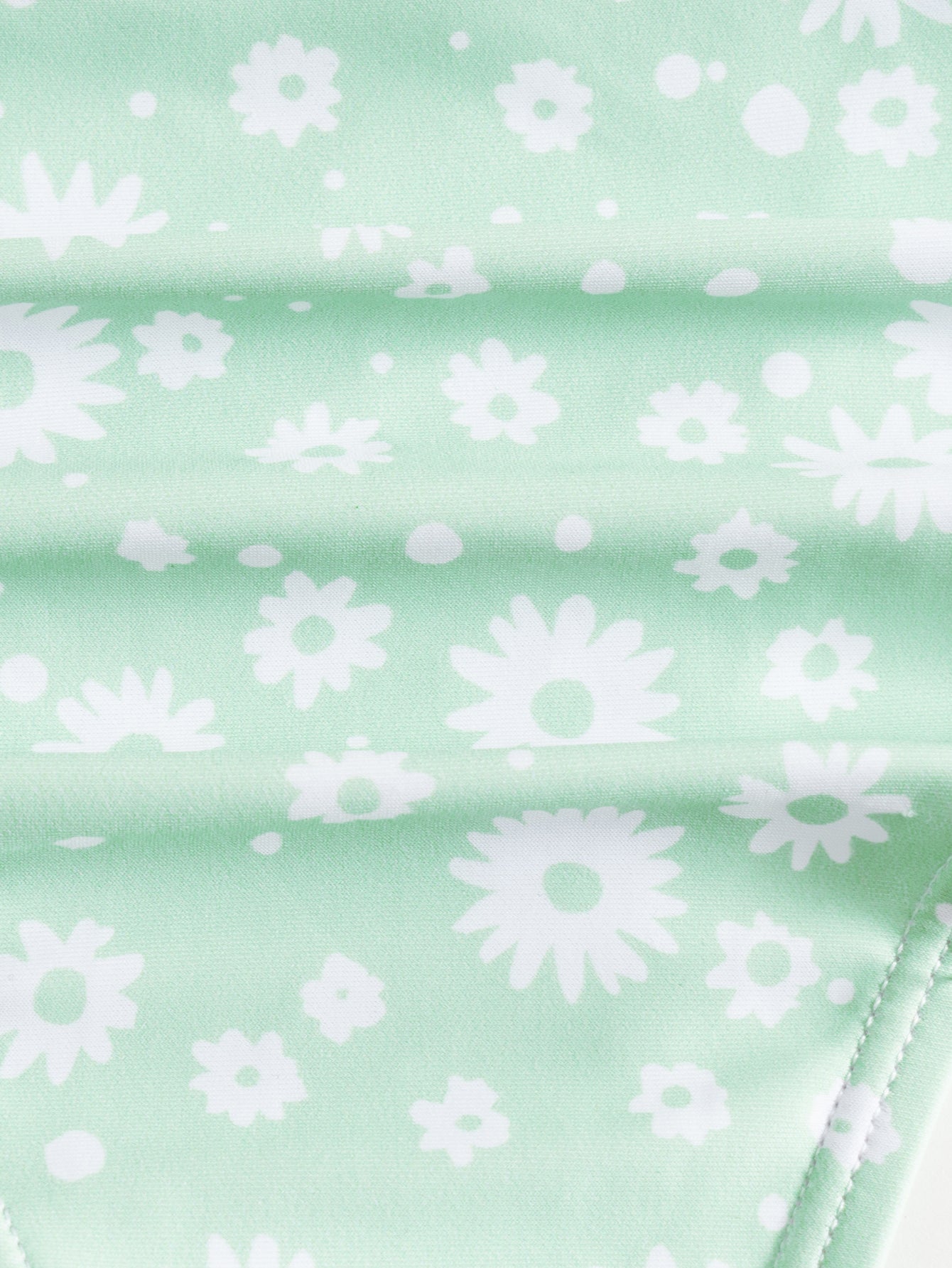 Light Green Ring Hollow Print Bikini Set